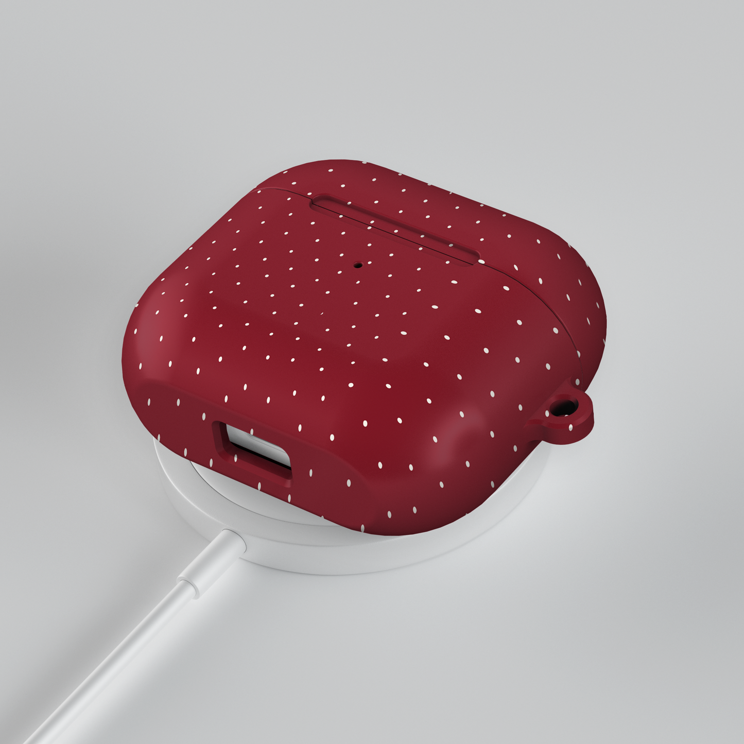 Burgundy & White Dots Shockproof & Scratch-Resistant AirPods Case – Wireless Charging Compatible