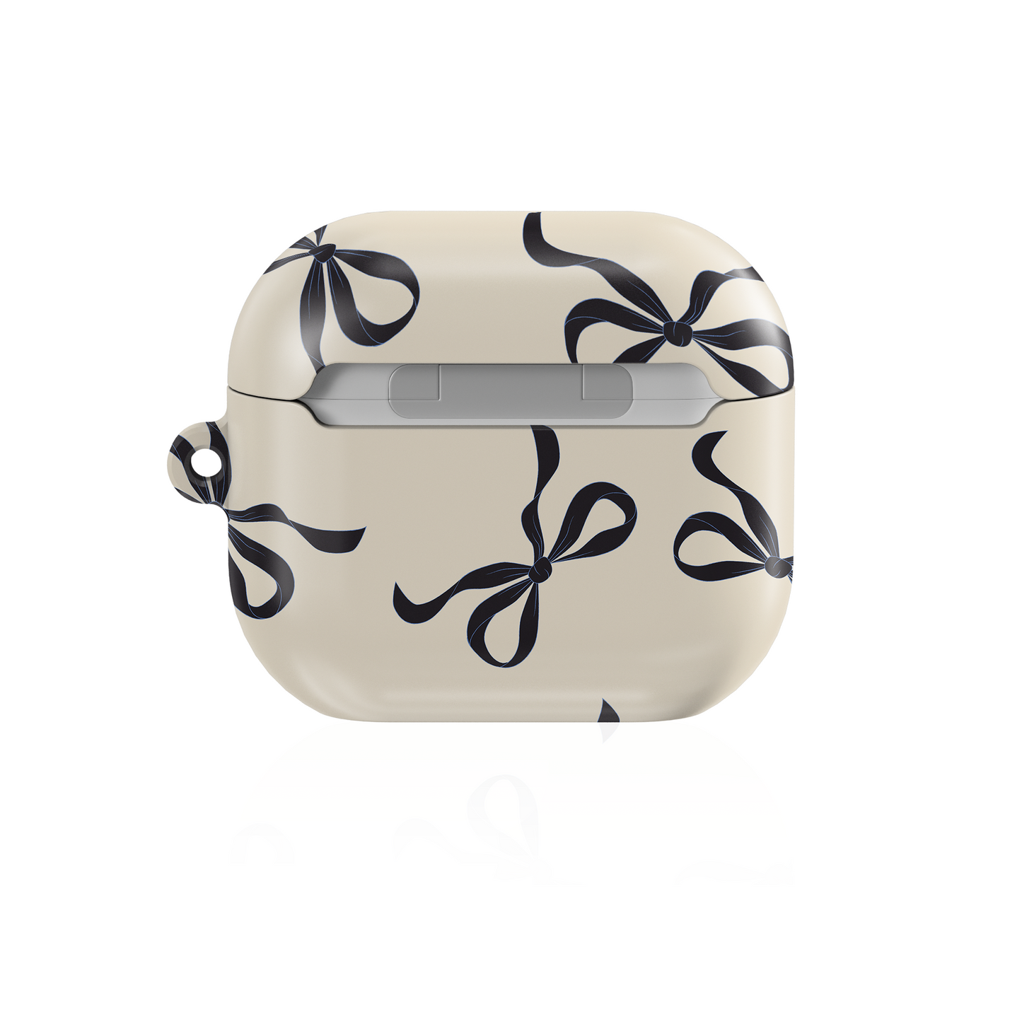 Beige and Black Bow Shockproof & Scratch-Resistant AirPods Case – Wireless Charging Compatible