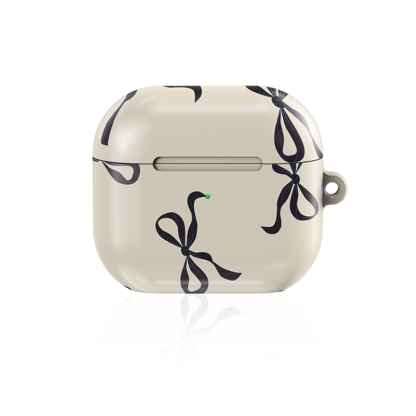Beige and Black Bow Shockproof & Scratch-Resistant AirPods Case – Wireless Charging Compatible