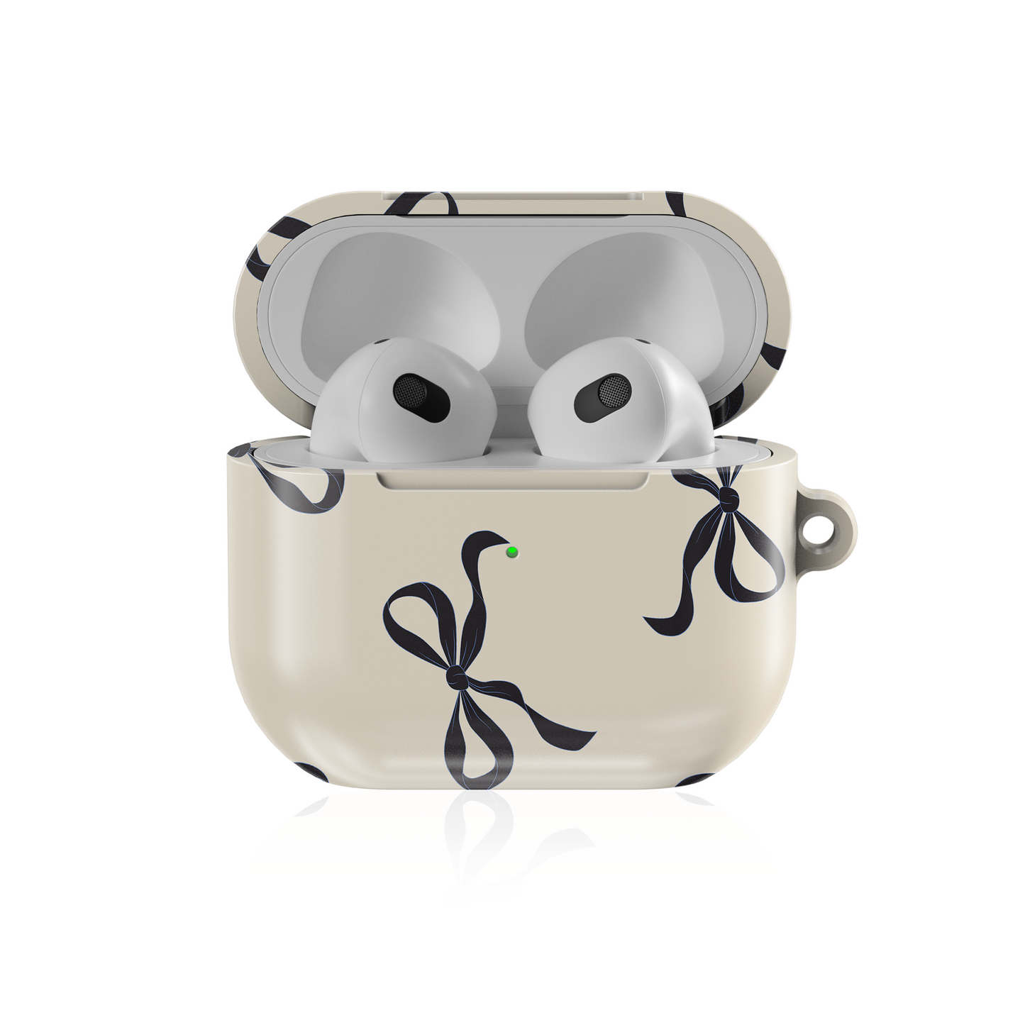 Beige and Black Bow Shockproof & Scratch-Resistant AirPods Case – Wireless Charging Compatible