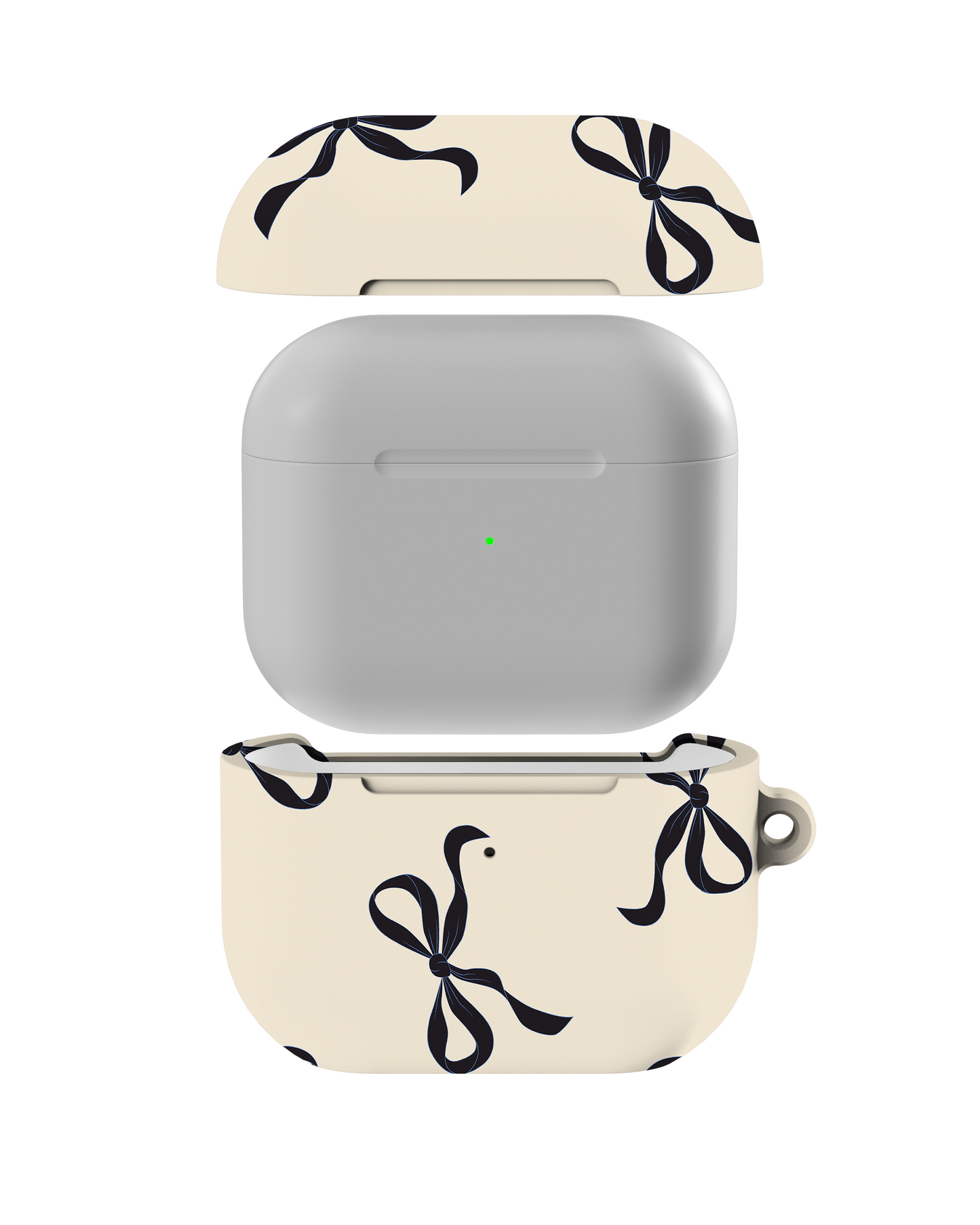 Beige and Black Bow Shockproof & Scratch-Resistant AirPods Case – Wireless Charging Compatible