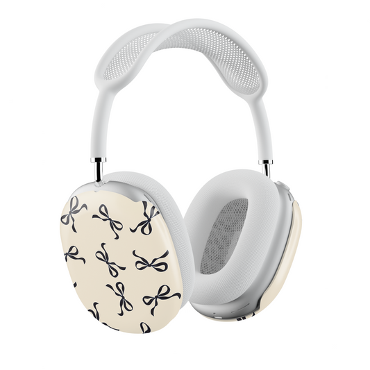 Beige and Black Bow AirPods Max Case | Stylish Protective Cover for Apple Headphones