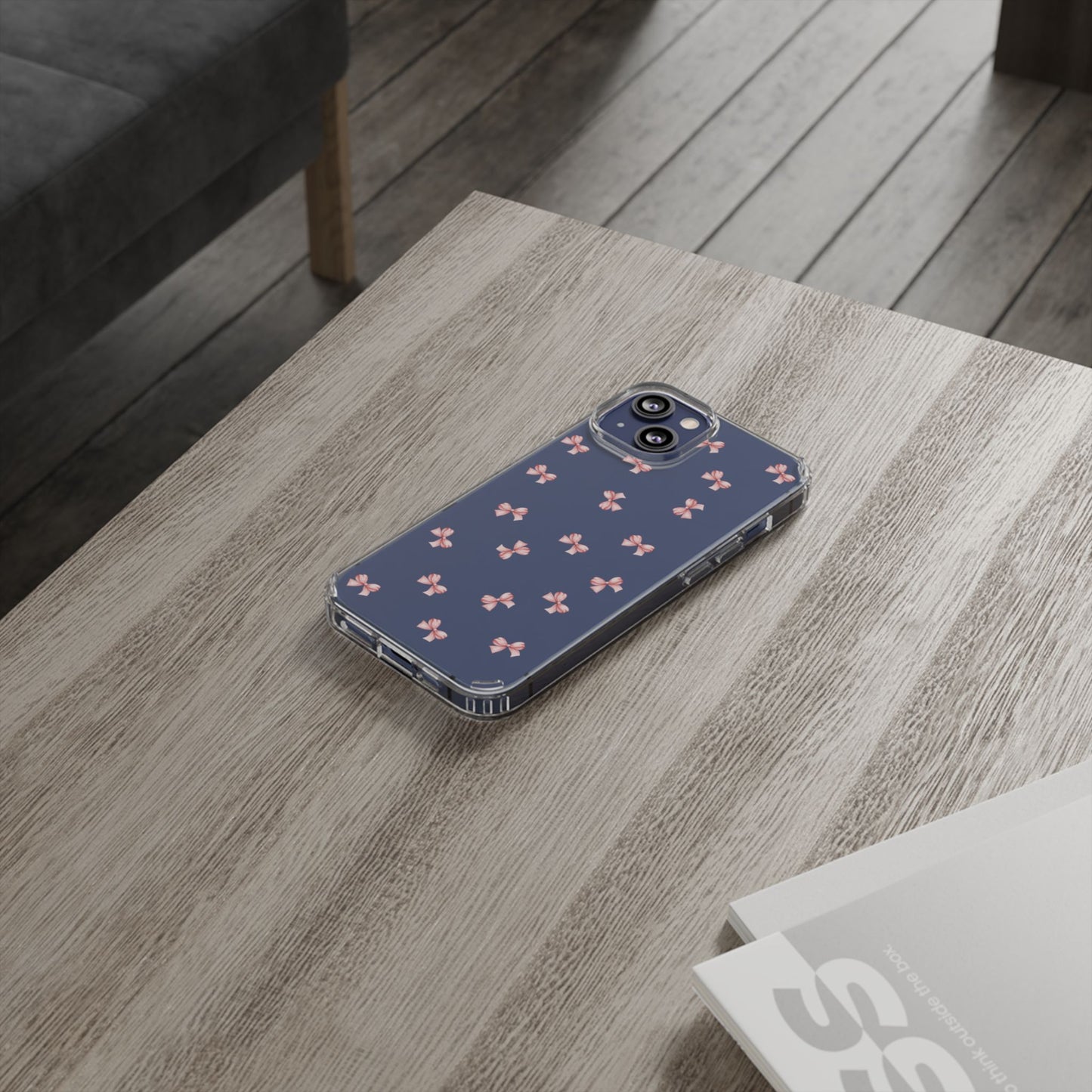 Pink Bow Dreams Clear Phone Case – Stylish Protection for Your iPhone