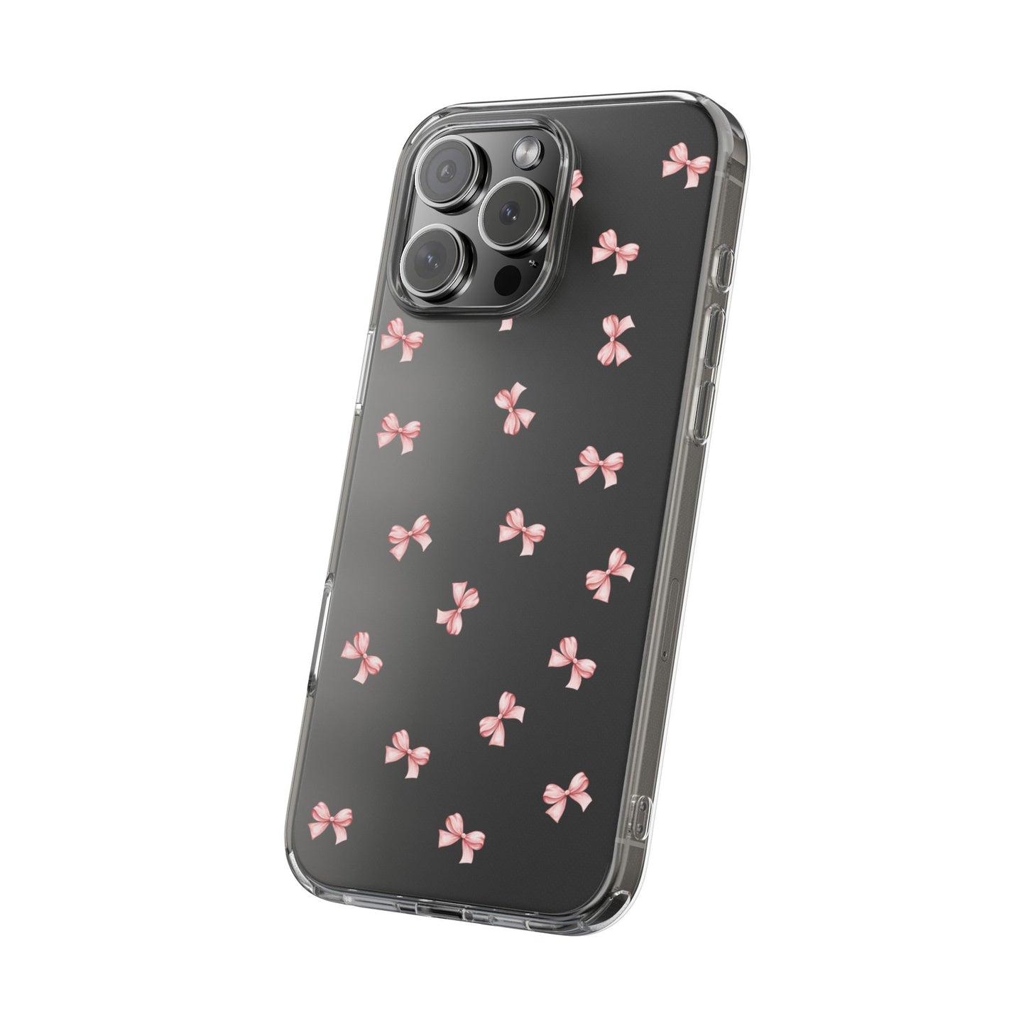 Pink Bow Dreams Clear Phone Case – Stylish Protection for Your iPhone