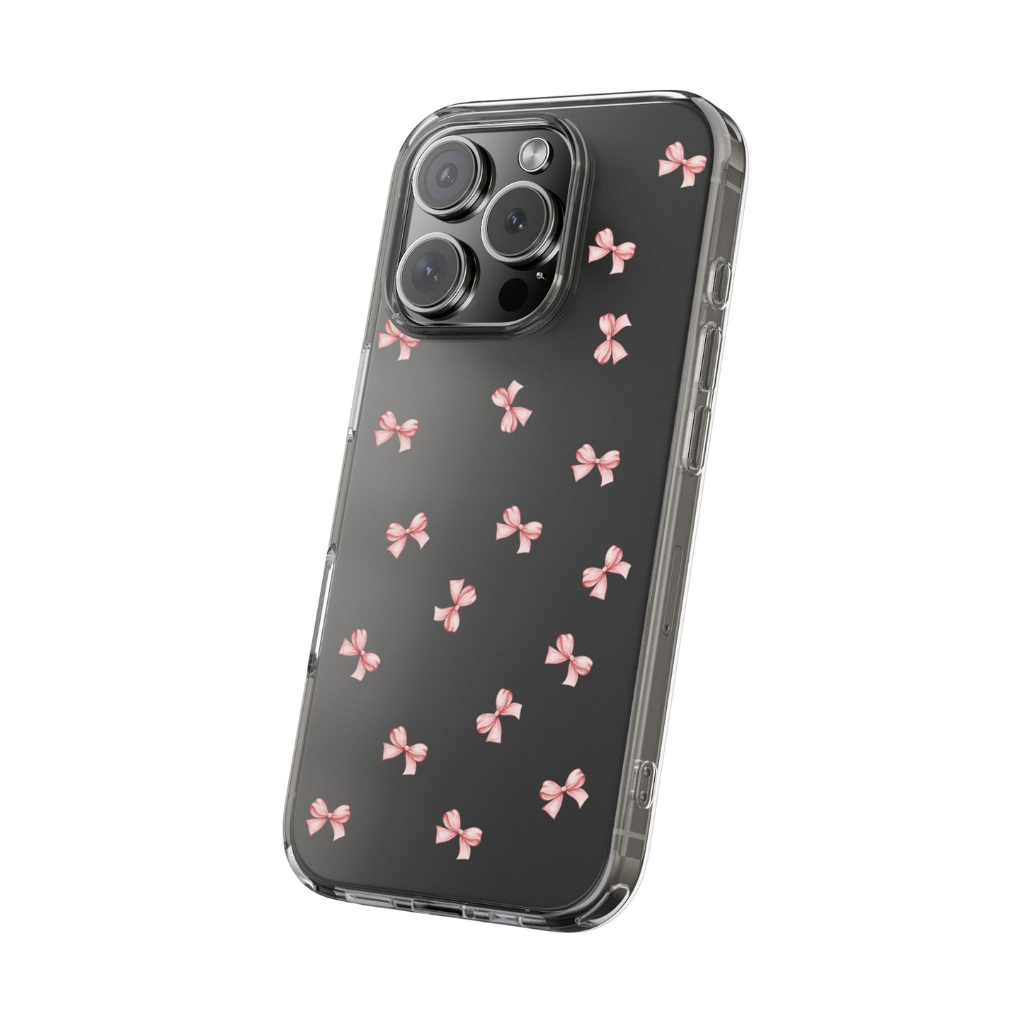 Pink Bow Dreams Clear Phone Case – Stylish Protection for Your iPhone