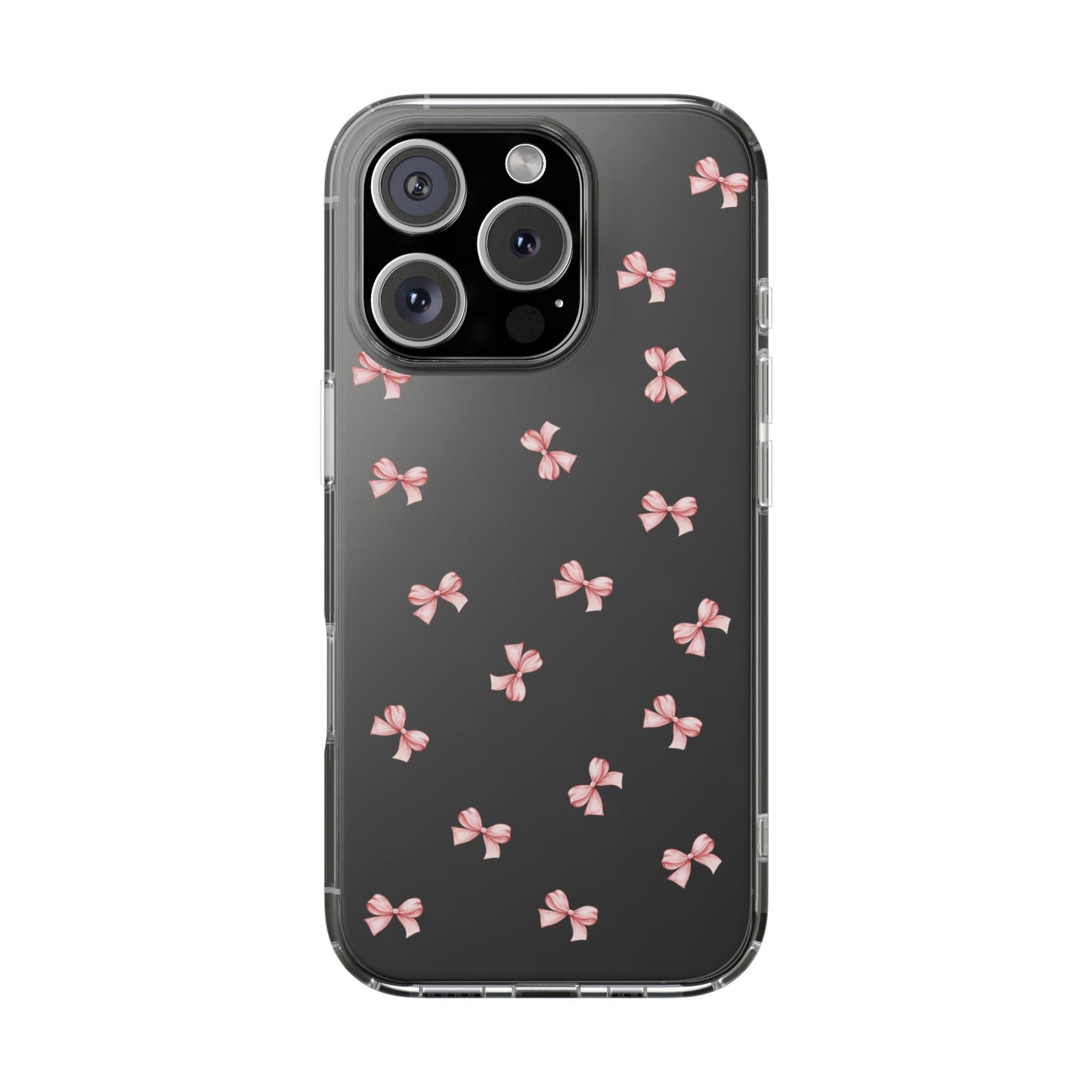Pink Bow Dreams Clear Phone Case – Stylish Protection for Your iPhone