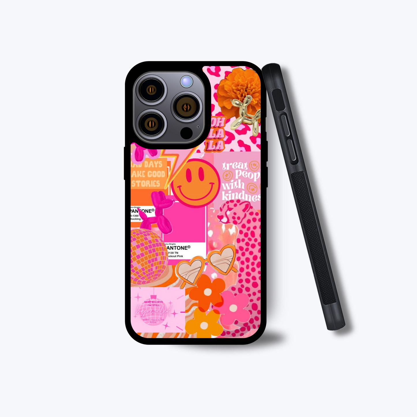Pink Blush & Tangerine Collage Case – Vibrant Protection for Your iPhone