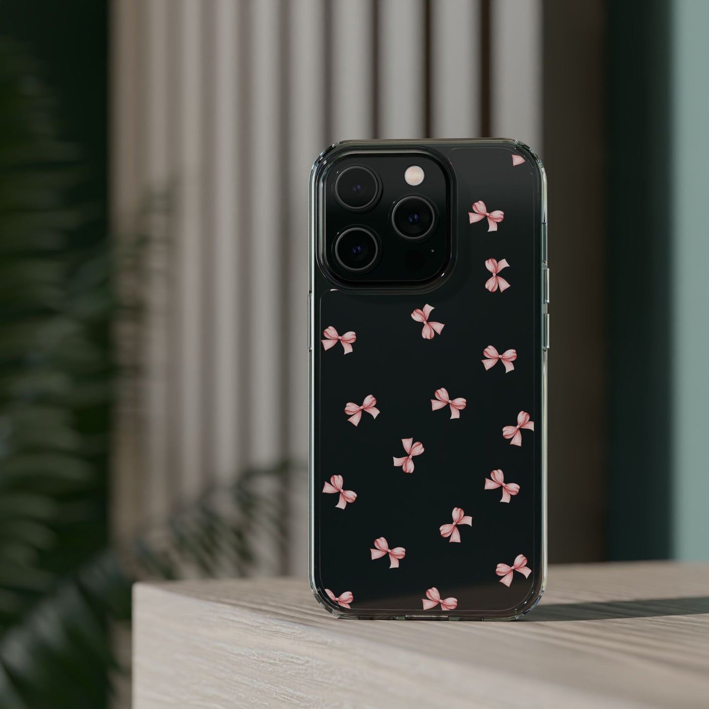 Pink Bow Dreams Clear Phone Case – Stylish Protection for Your iPhone