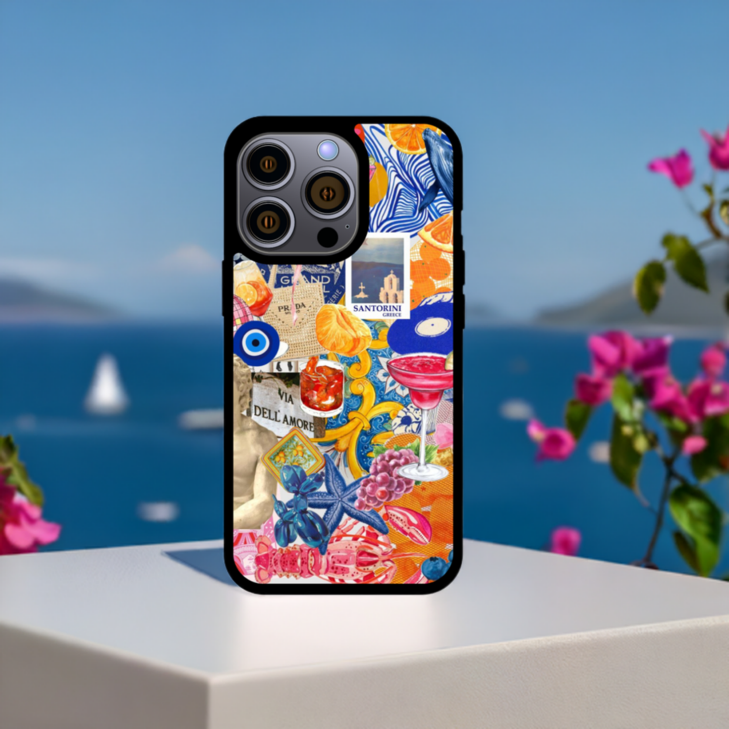Santorini Vibes Collage Phone Case – Vibrant Sunset-Inspired Design for iPhone