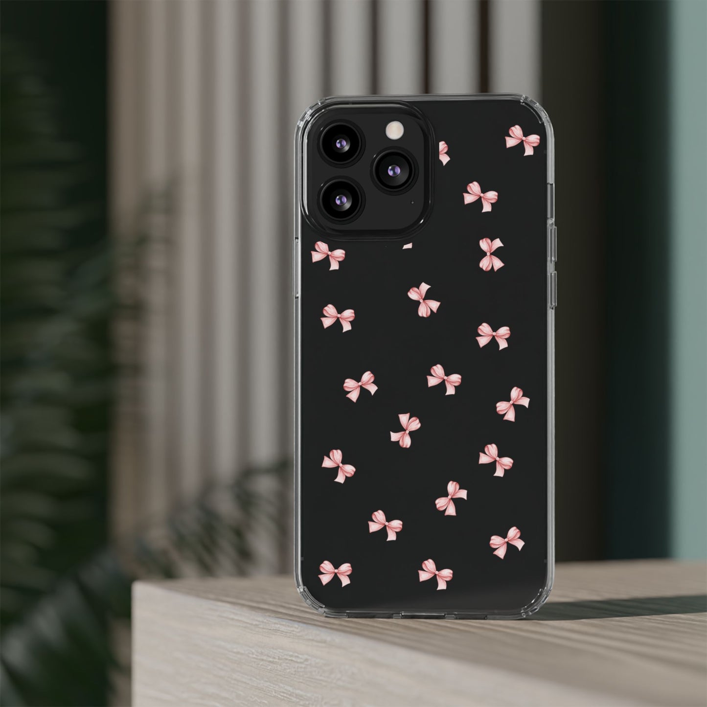 Pink Bow Dreams Clear Phone Case – Stylish Protection for Your iPhone