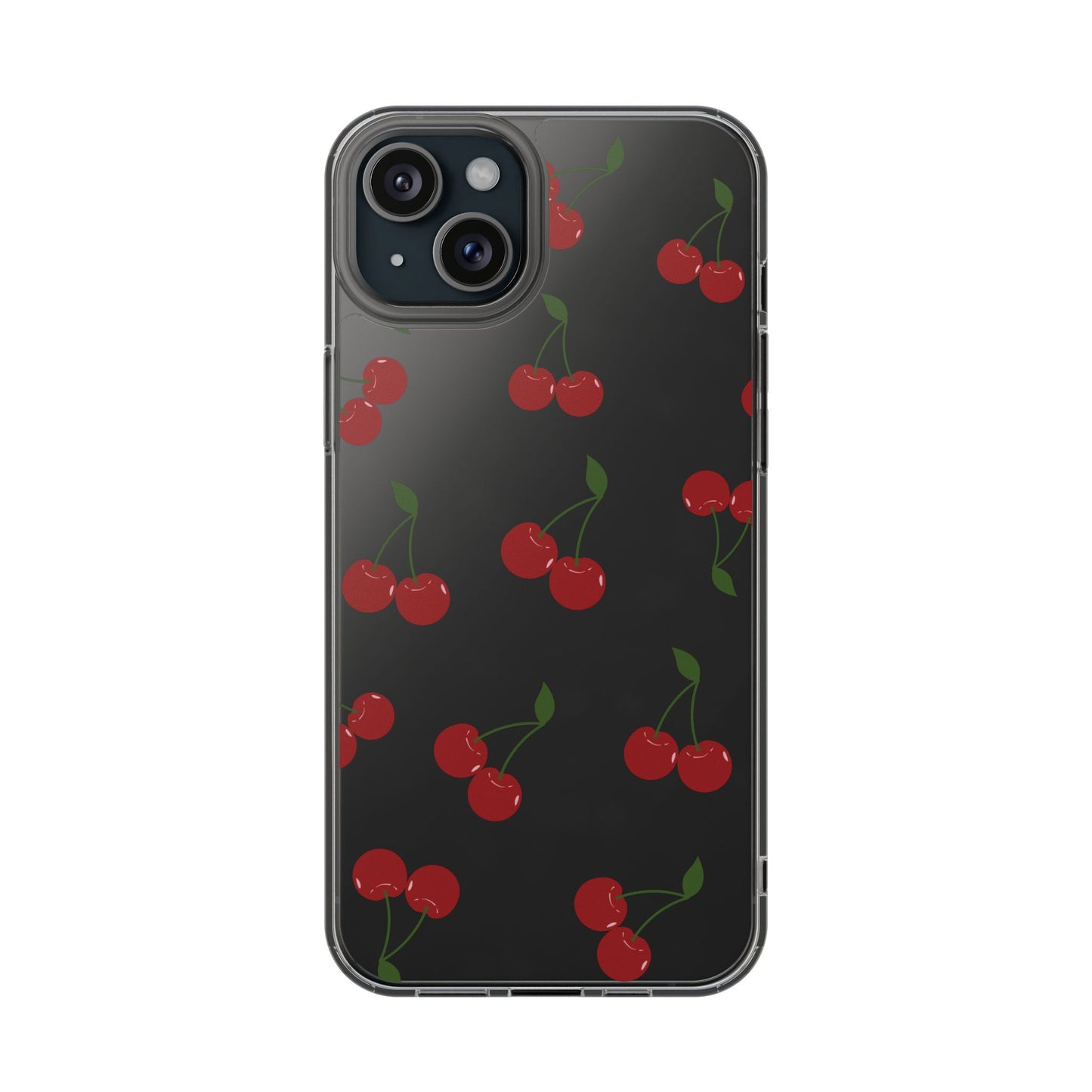 Random Cherry Pattern Clear Phone Case – Playful and Protective