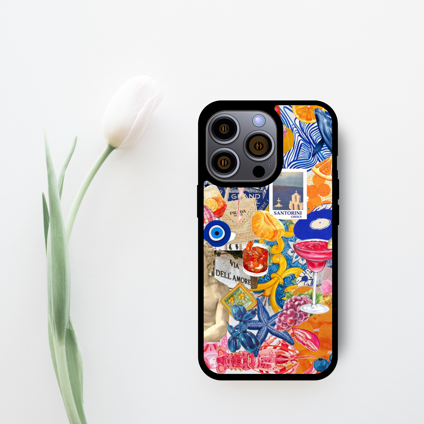 Santorini Vibes Collage Phone Case – Vibrant Sunset-Inspired Design for iPhone