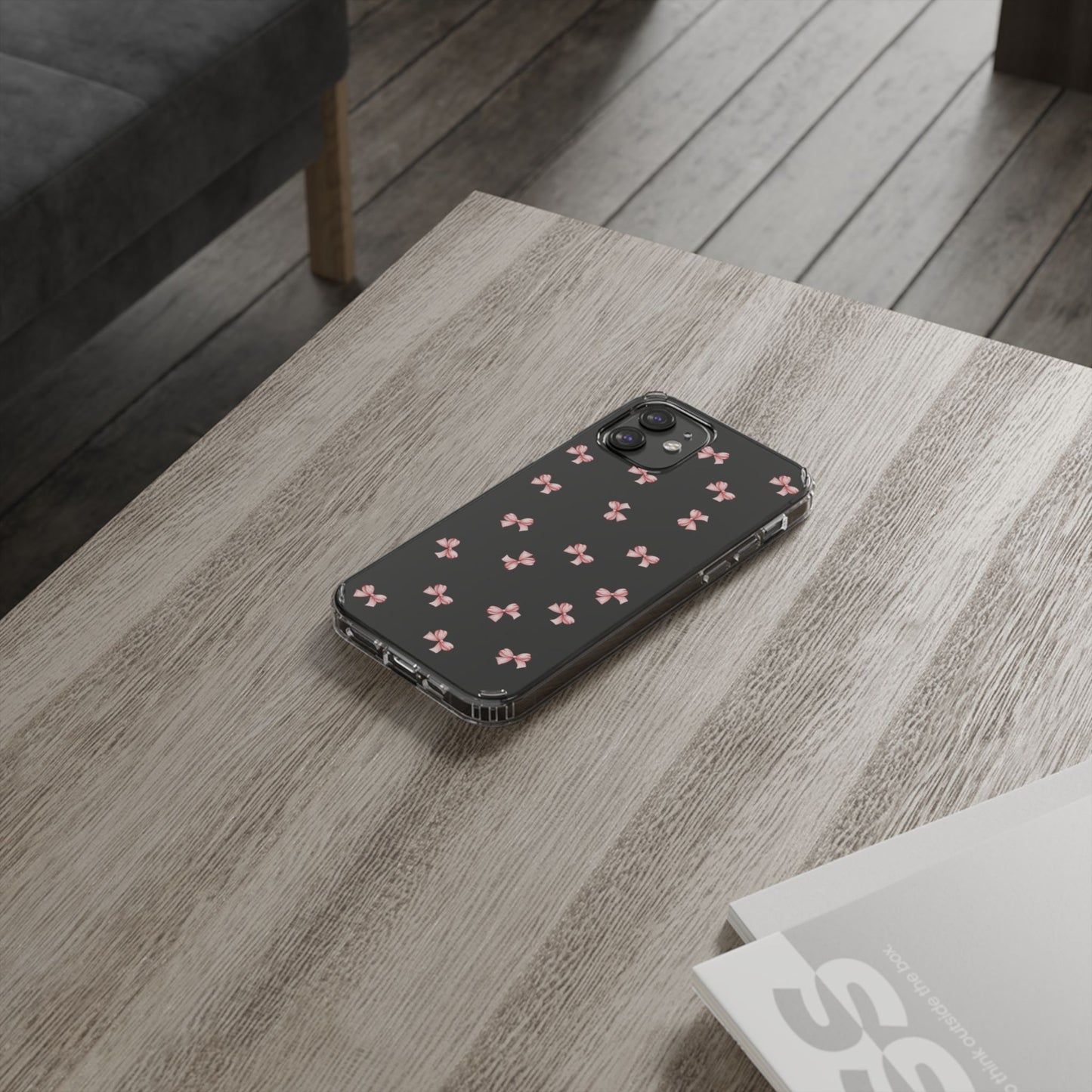 Pink Bow Dreams Clear Phone Case – Stylish Protection for Your iPhone