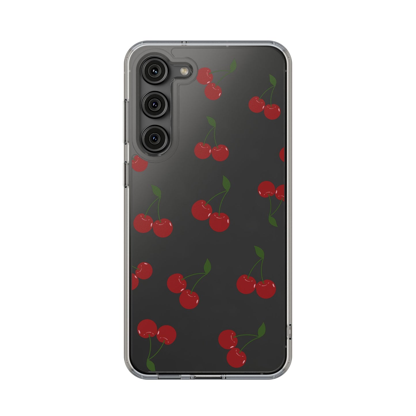 Random Cherry Pattern Clear Phone Case – Playful and Protective