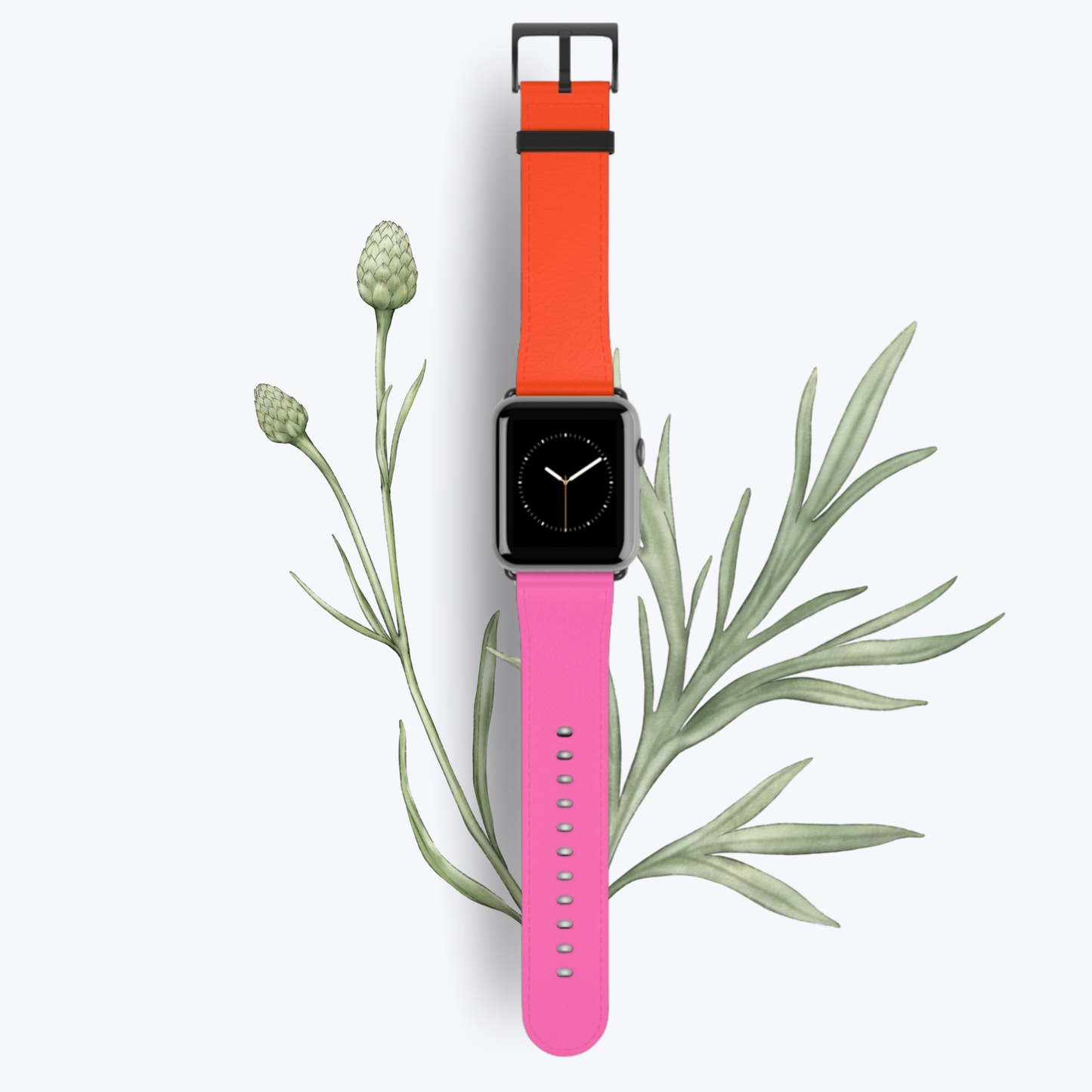 Plaid Sunset Orange & Pink Apple Watch Band – Stylish Vegan Leather Strap
