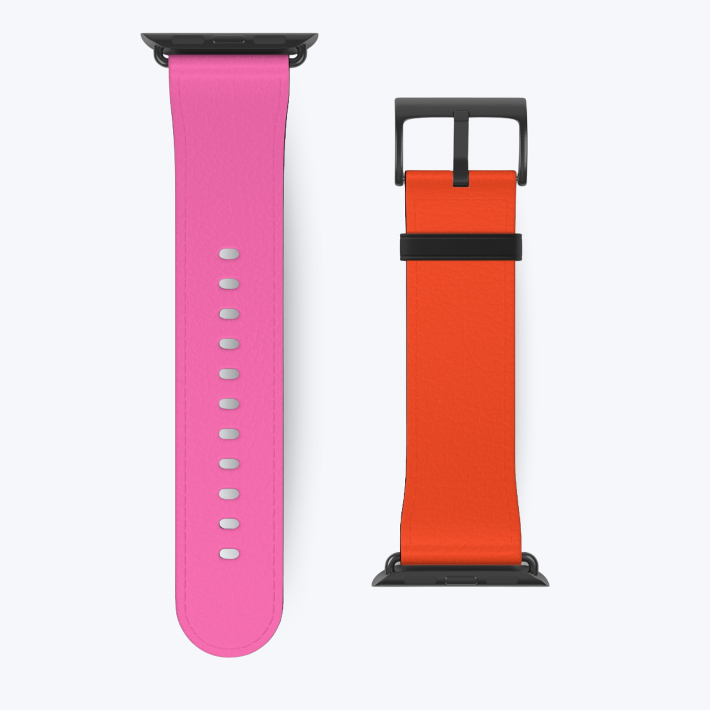 Plaid Sunset Orange & Pink Apple Watch Band – Stylish Vegan Leather Strap