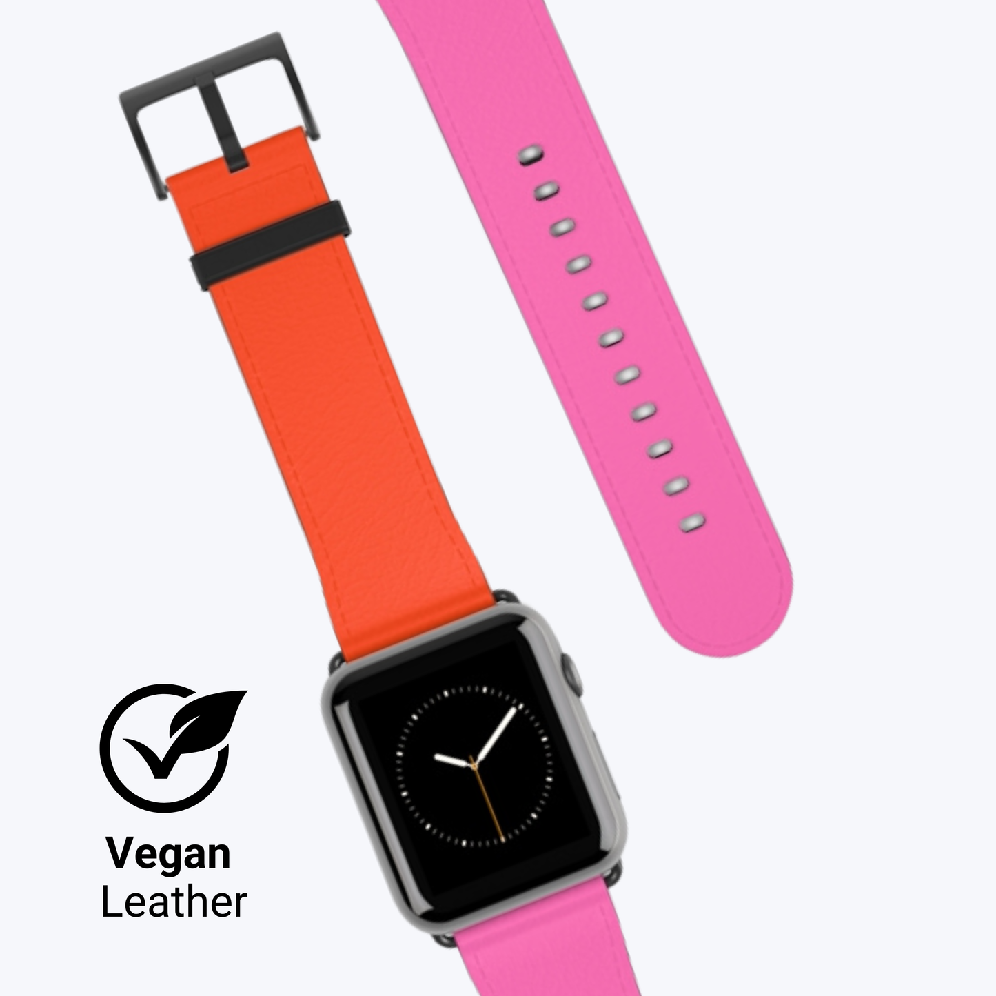 Plaid Sunset Orange & Pink Apple Watch Band – Stylish Vegan Leather Strap