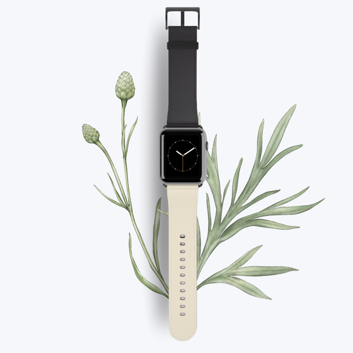 Black and White Vegan Leather Apple Watch Band – Stylish & Sustainable Straps for Apple Watch 1-9, SE, Ultra
