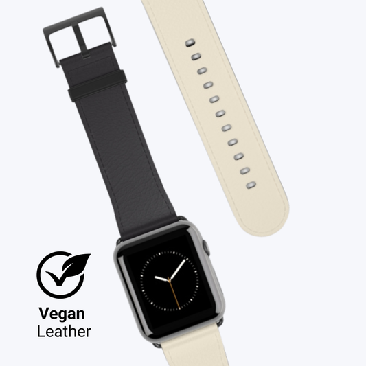 Black and White Vegan Leather Apple Watch Band – Stylish & Sustainable Straps for Apple Watch 1-9, SE, Ultra