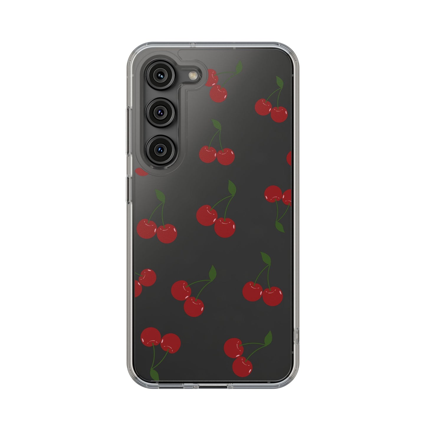 Random Cherry Pattern Clear Phone Case – Playful and Protective