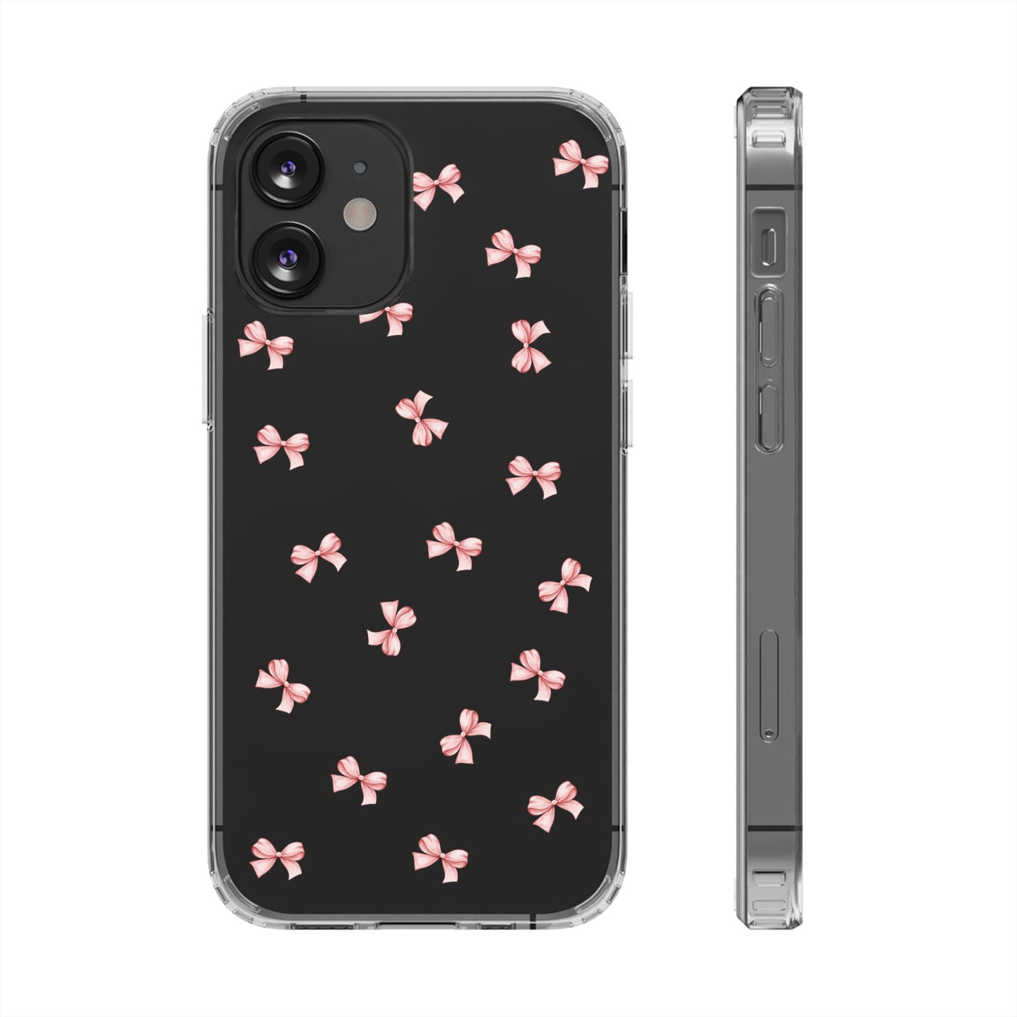 Pink Bow Dreams Clear Phone Case – Stylish Protection for Your iPhone