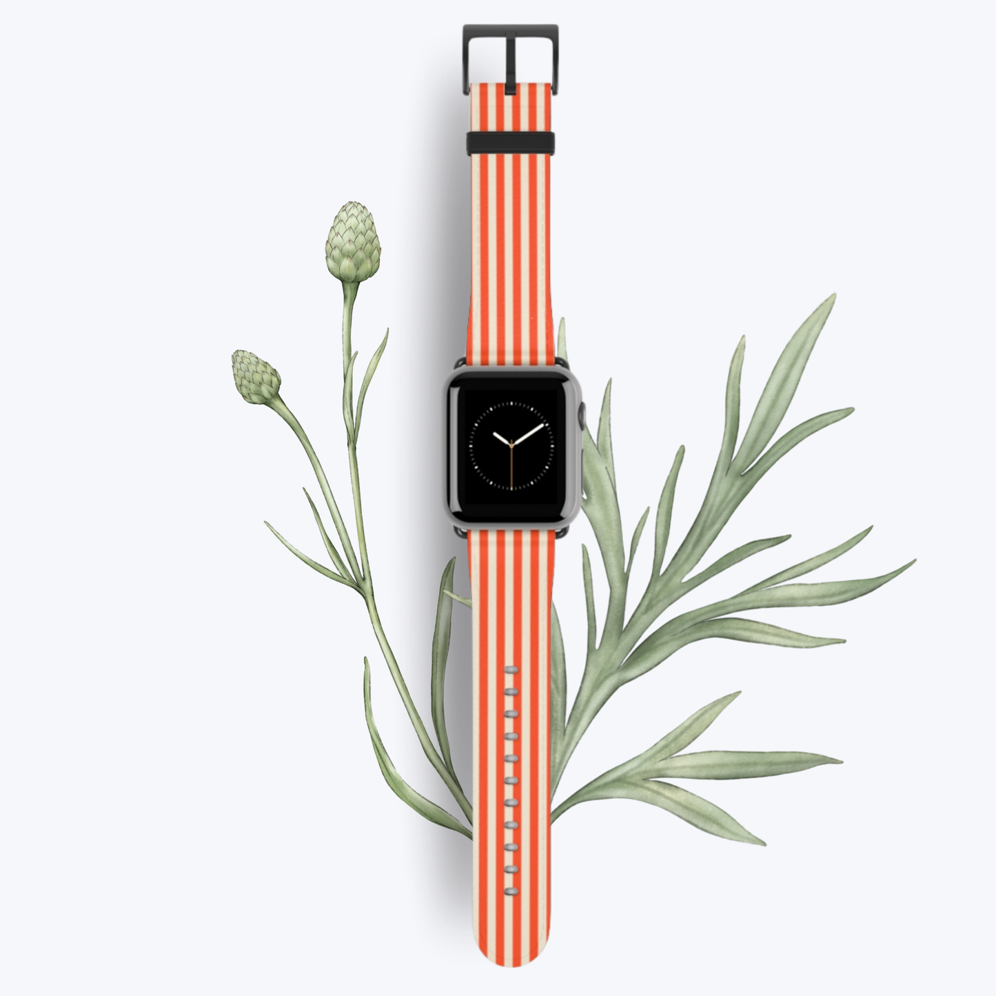 Striped Orange & Cream Apple Watch Band – Vegan Leather, Stylish & Durable