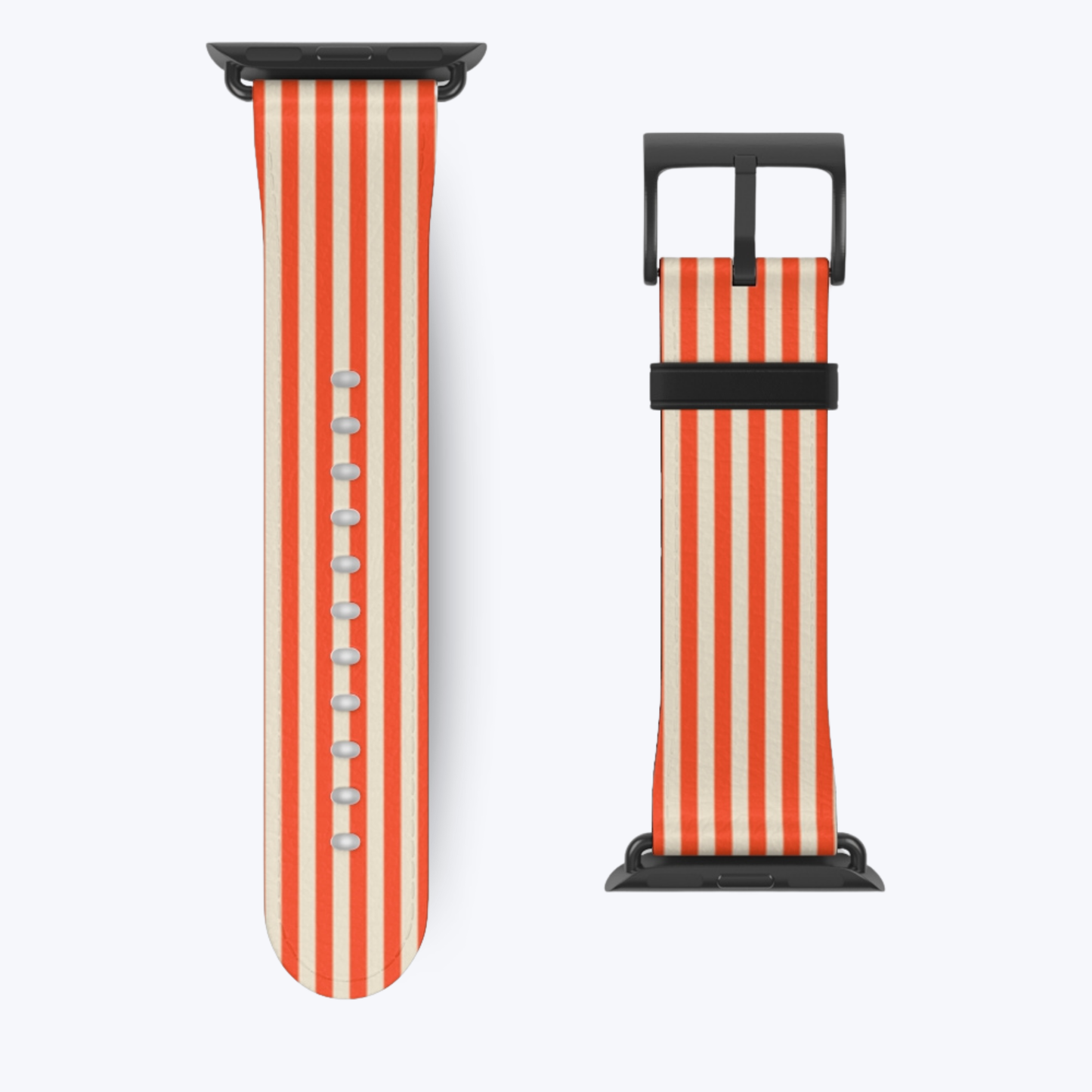 Striped Orange & Cream Apple Watch Band – Vegan Leather, Stylish & Durable