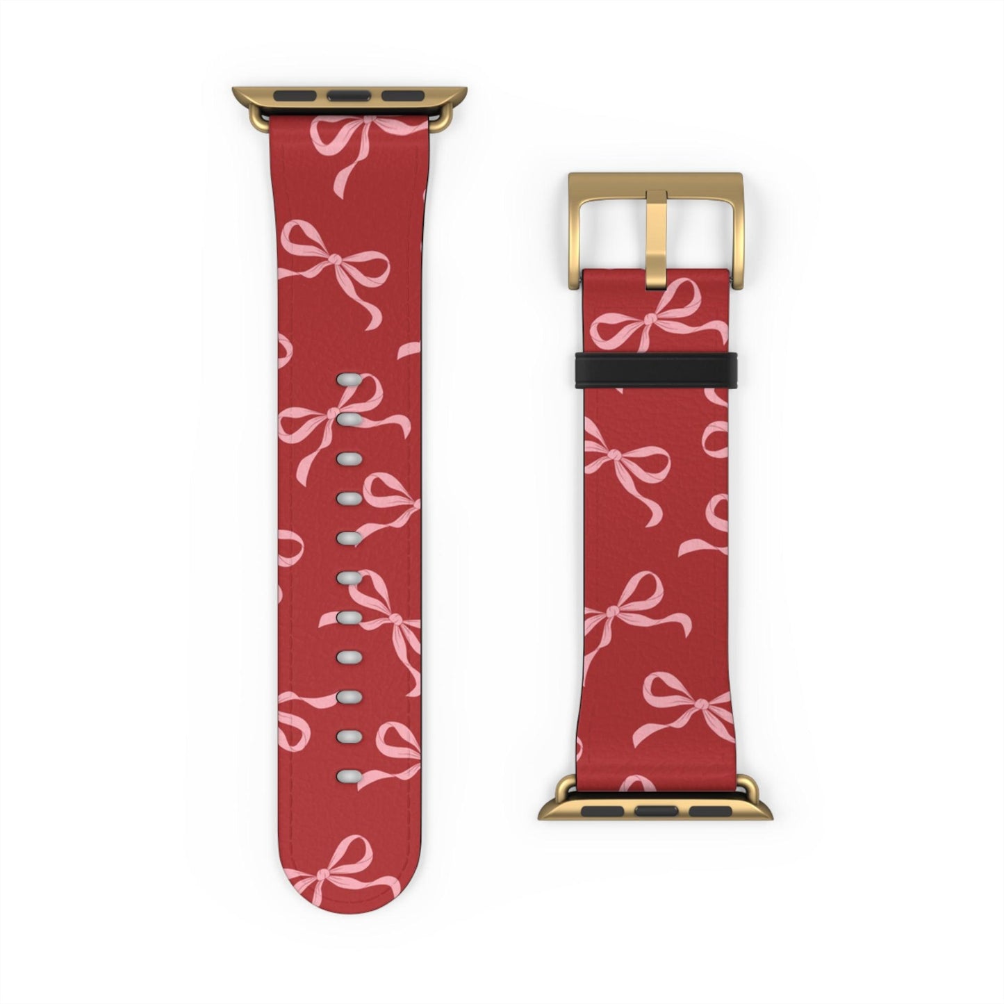 Pink Bows on Red Apple Watch Band - JGUS