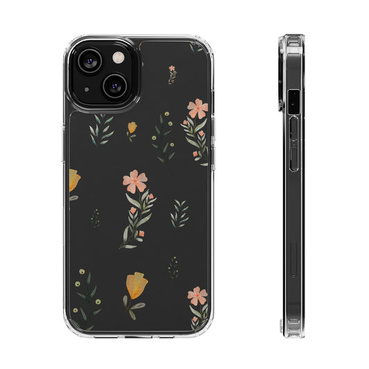 Aesthetic Watercolor Wild Flowers Clear Phone Case