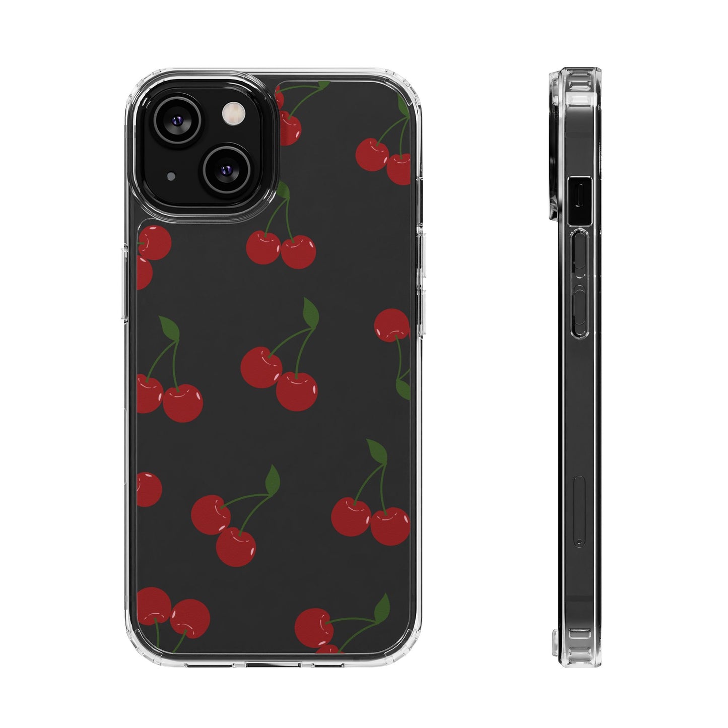 Random Cherry Pattern Clear Phone Case – Playful and Protective