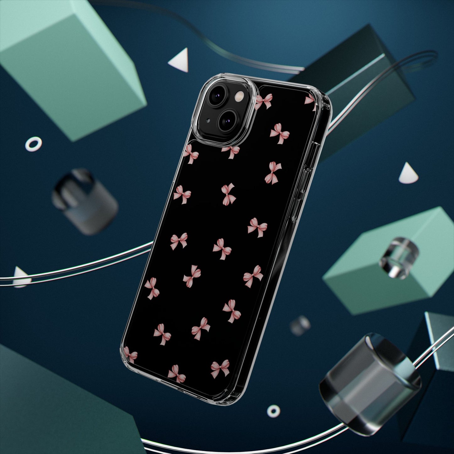 Pink Bow Dreams Clear Phone Case – Stylish Protection for Your iPhone