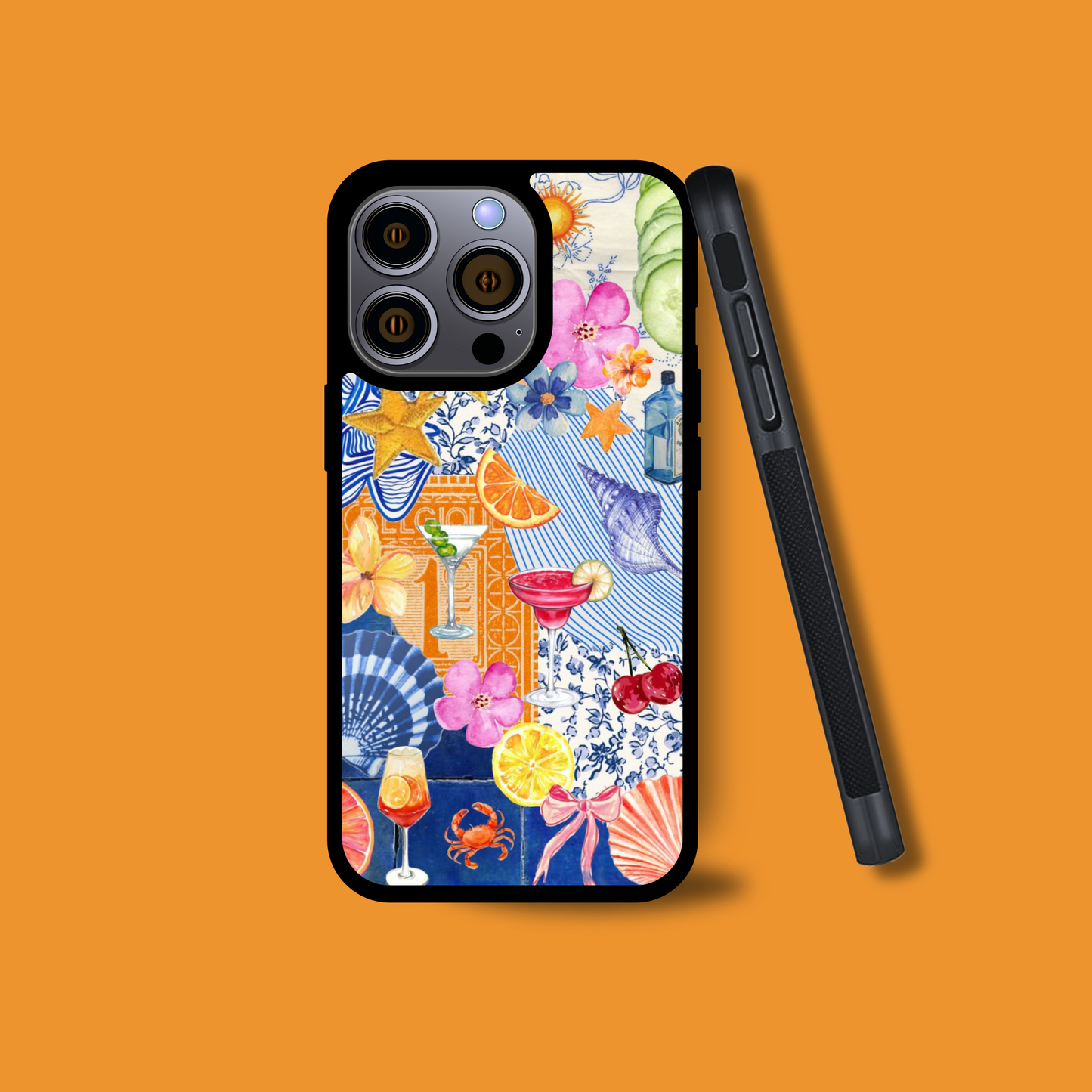 Tropical Mix Collage iPhone Case – Vibrant Retro Sunset Design