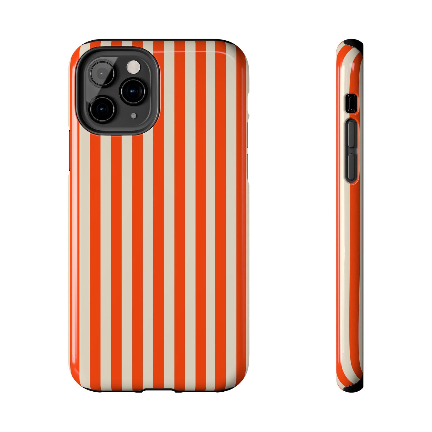 Striped Orange & Cream Phone Case – Durable Protection with a Stylish Twist