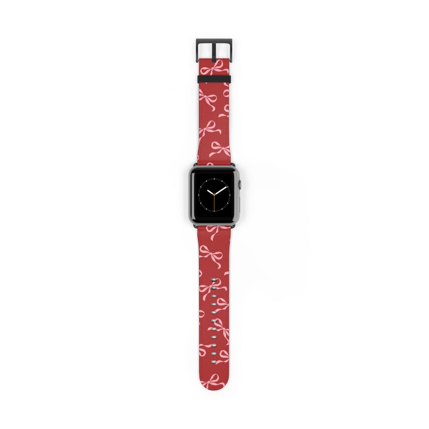 Pink Bows on Red Apple Watch Band - JGUS