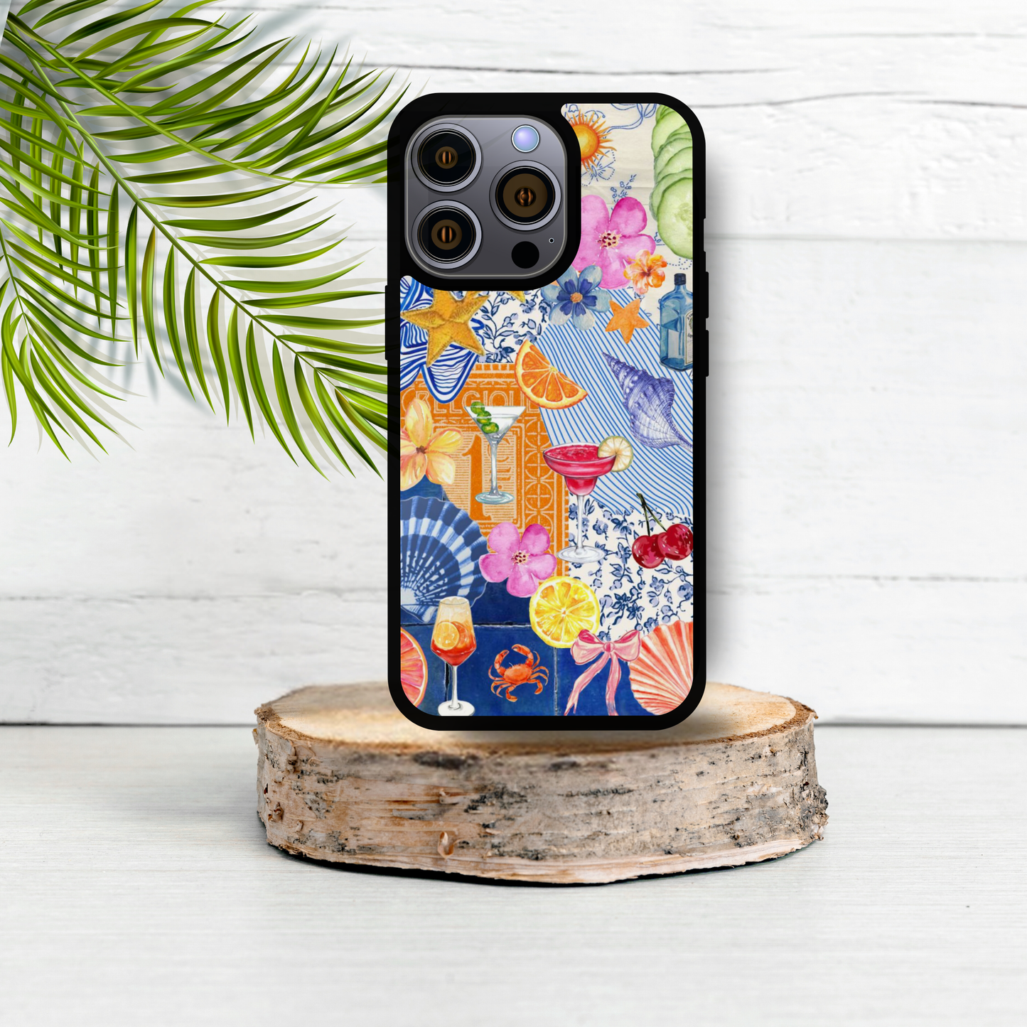 Tropical Mix Collage iPhone Case – Vibrant Retro Sunset Design