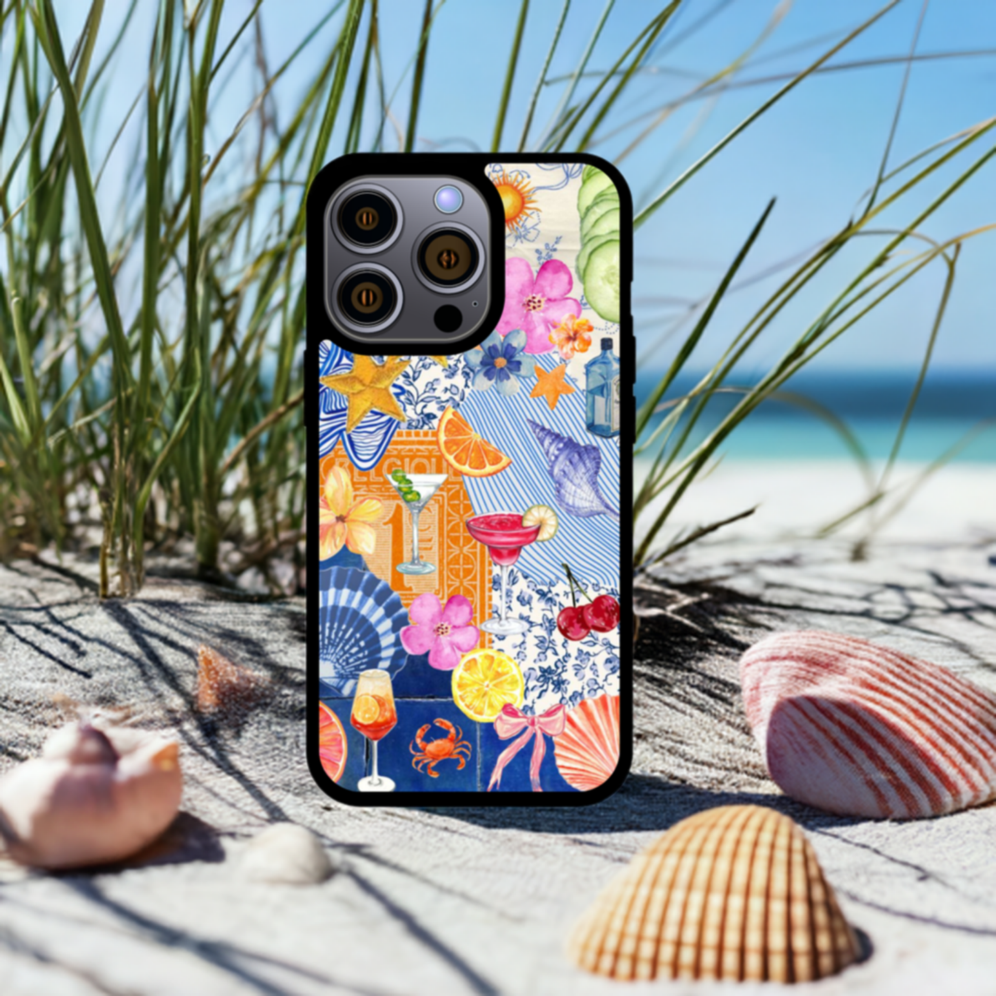 Tropical Mix Collage iPhone Case – Vibrant Retro Sunset Design