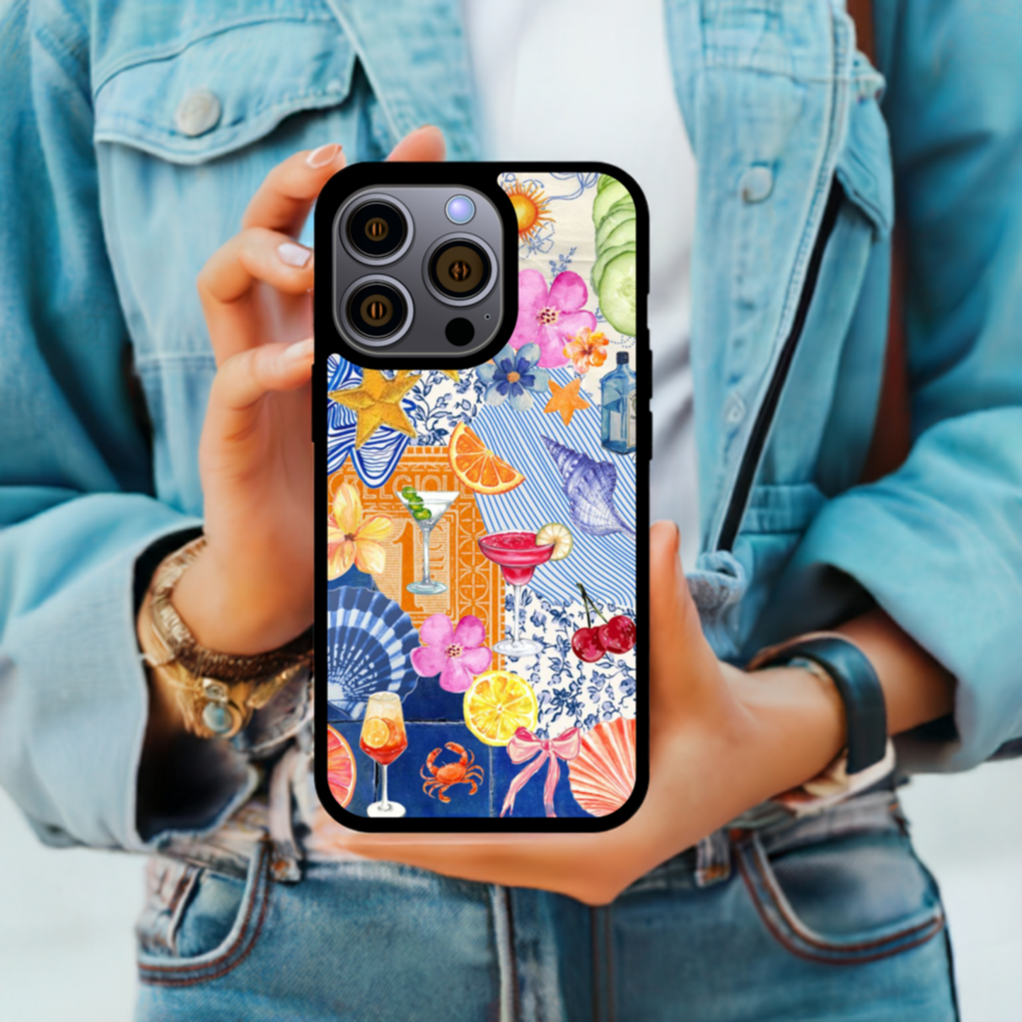 Tropical Mix Collage iPhone Case – Vibrant Retro Sunset Design