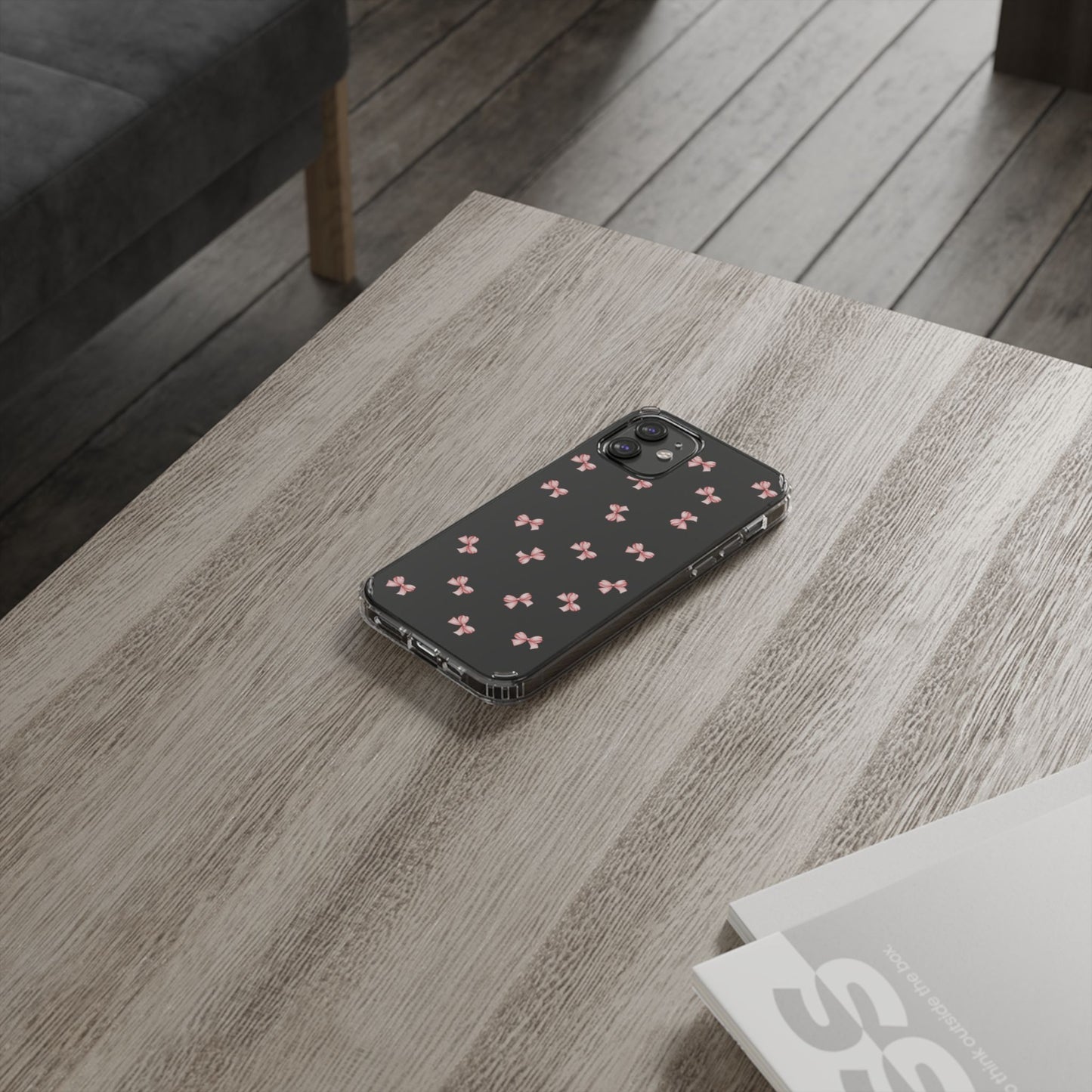 Pink Bow Dreams Clear Phone Case – Stylish Protection for Your iPhone