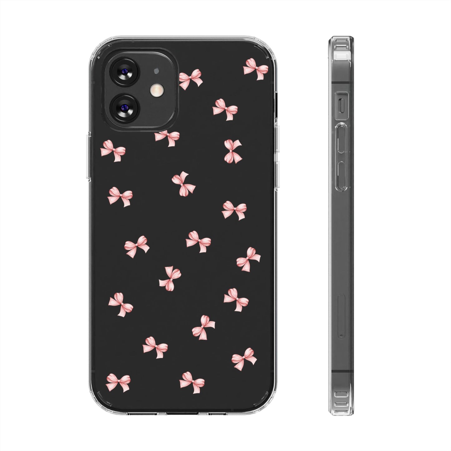 Pink Bow Dreams Clear Phone Case – Stylish Protection for Your iPhone