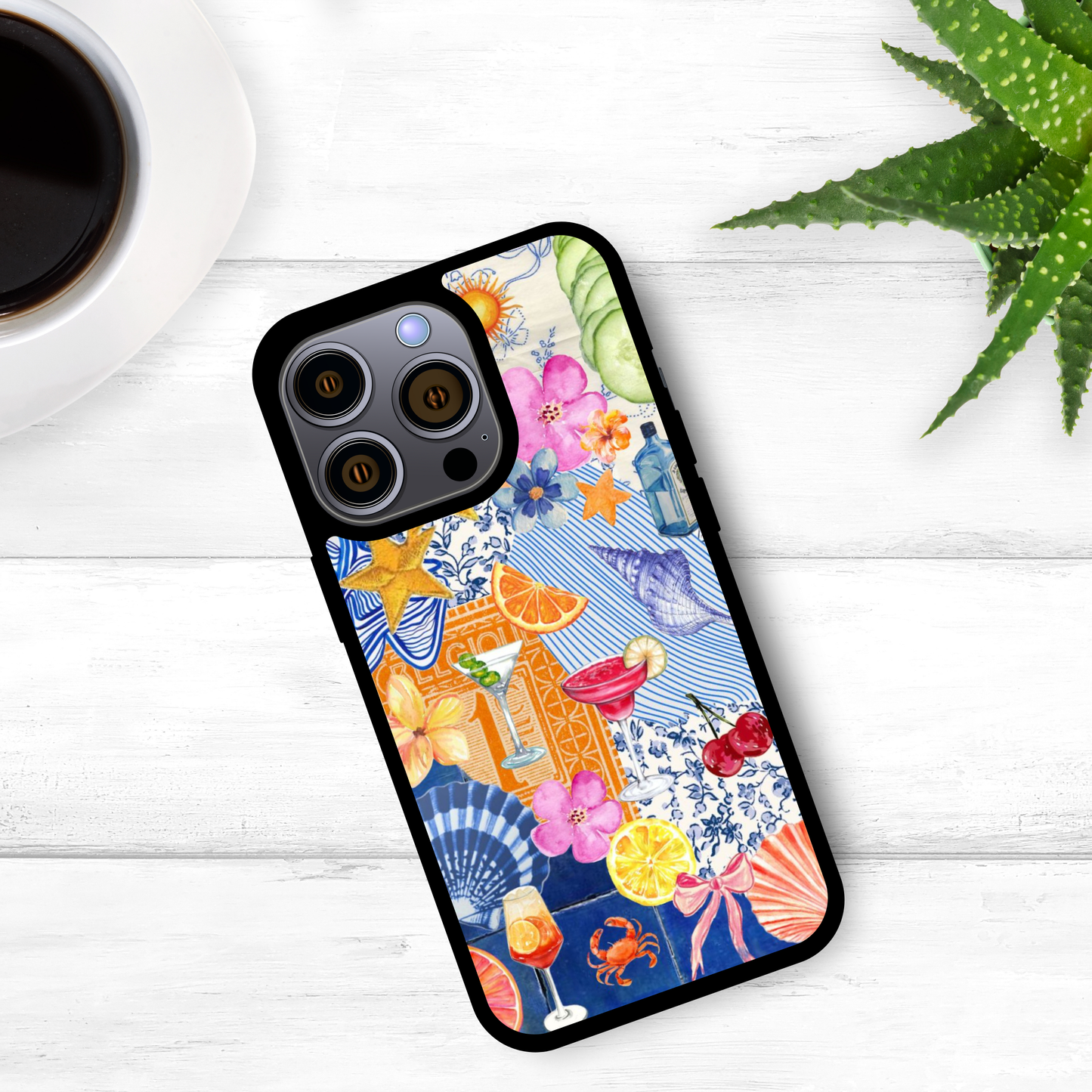 Tropical Mix Collage iPhone Case – Vibrant Retro Sunset Design