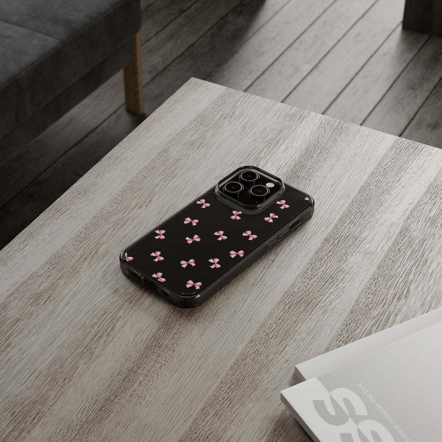 Pink Bow Dreams Clear Phone Case – Stylish Protection for Your iPhone