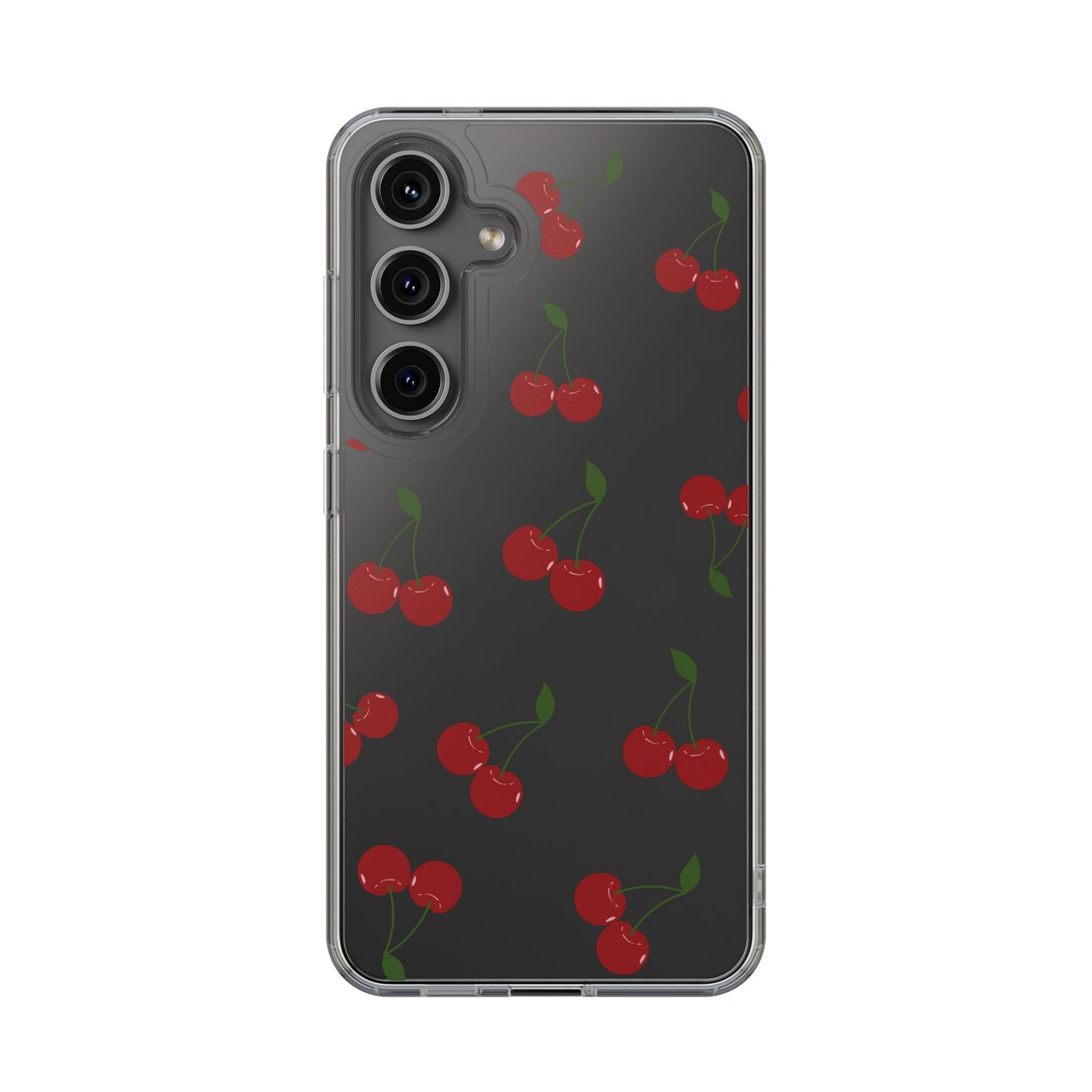 Random Cherry Pattern Clear Phone Case – Playful and Protective