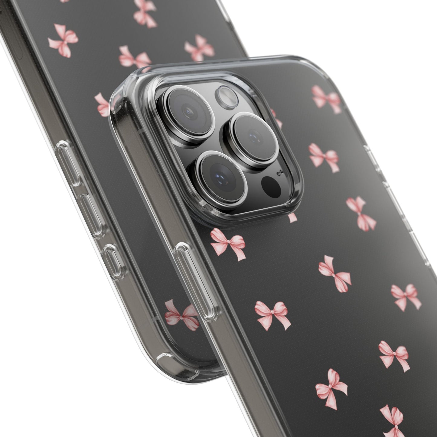 Pink Bow Dreams Clear Phone Case – Stylish Protection for Your iPhone