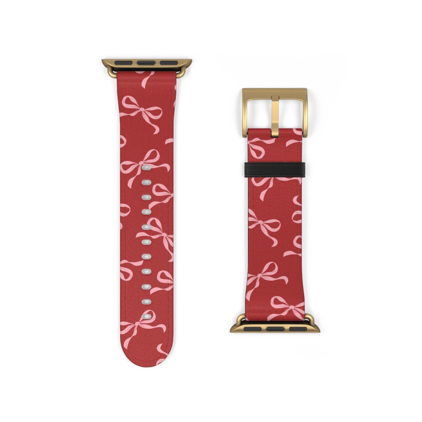 Pink Bows on Red Apple Watch Band - JGUS