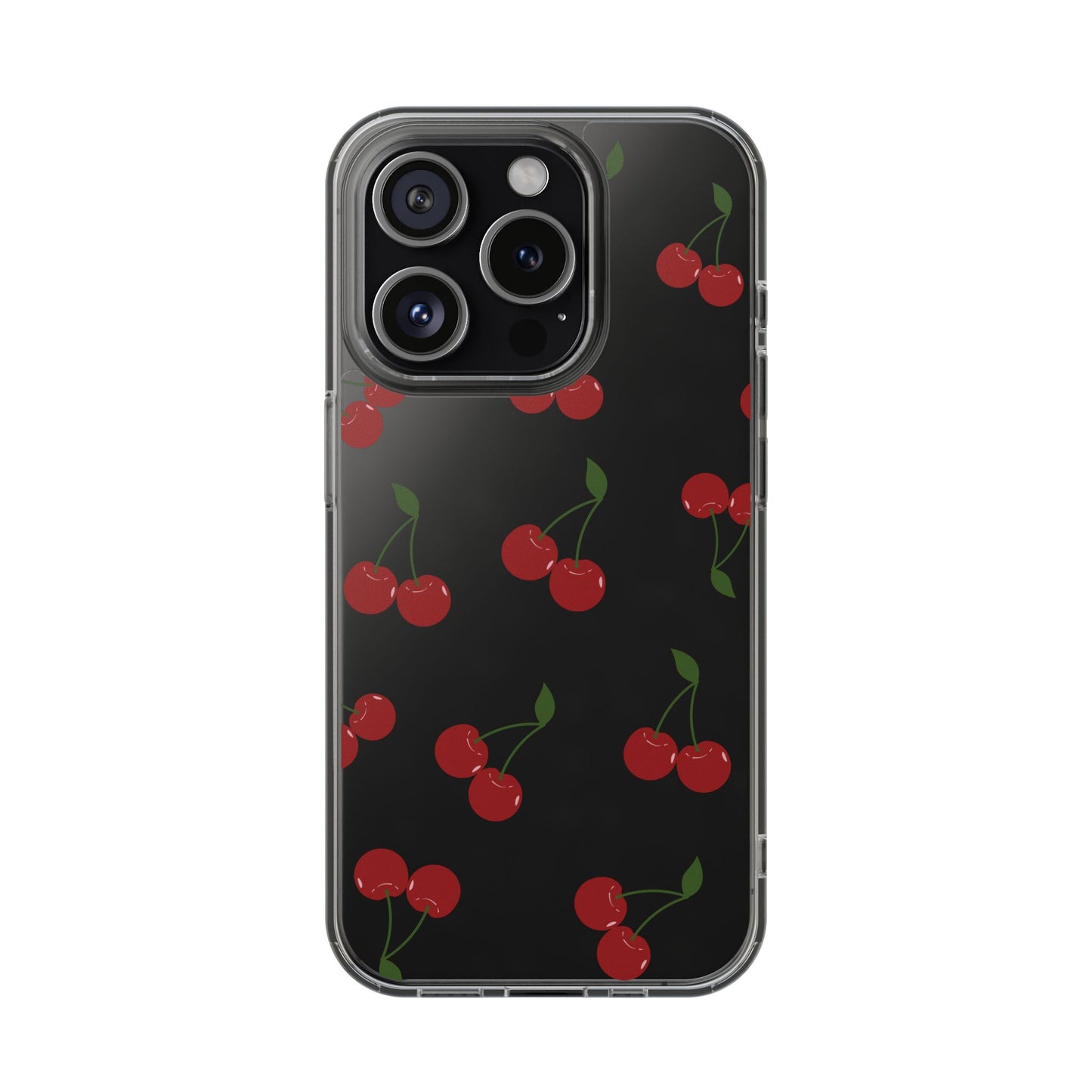 Random Cherry Pattern Clear Phone Case – Playful and Protective