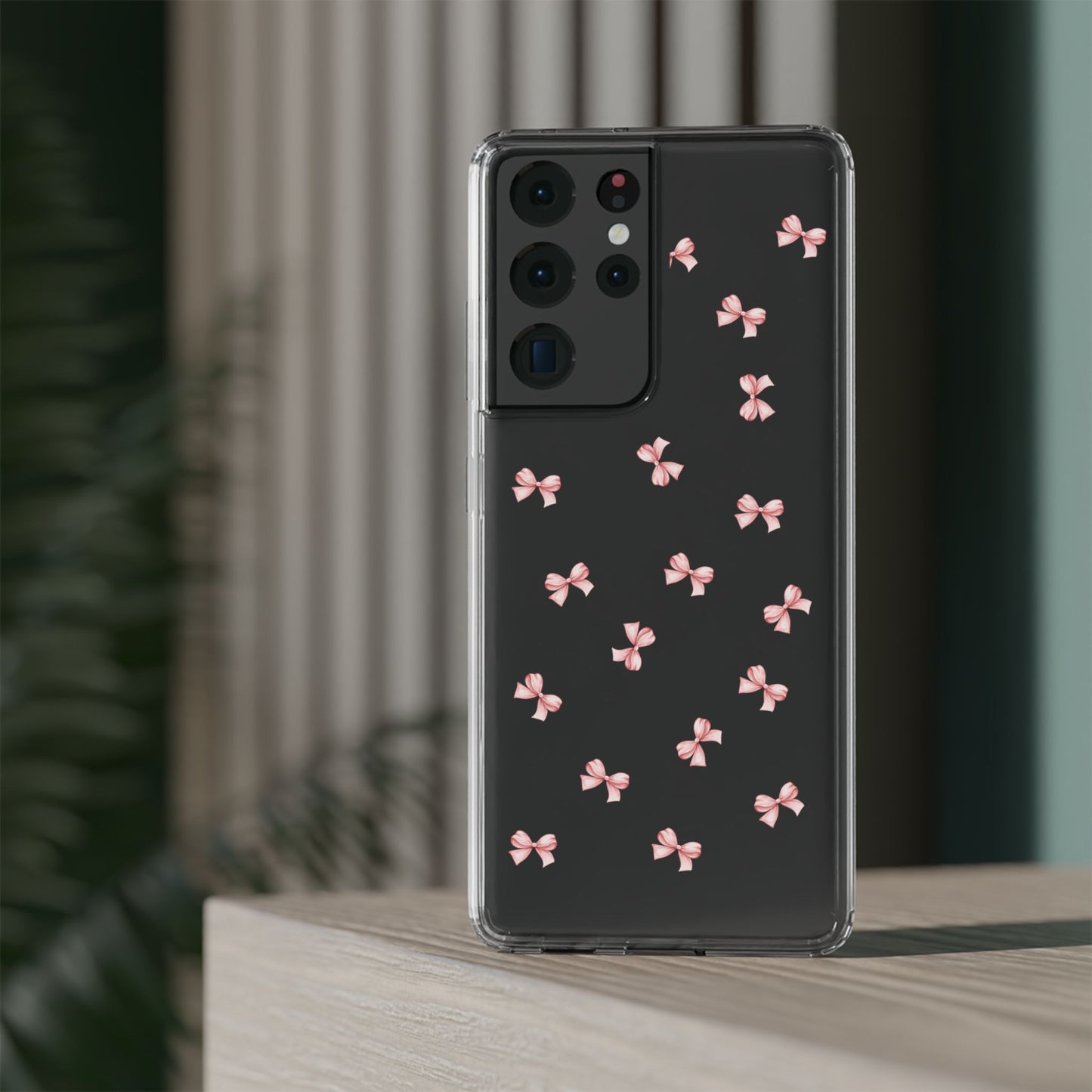 Pink Bow Dreams Clear Phone Case – Stylish Protection for Your iPhone
