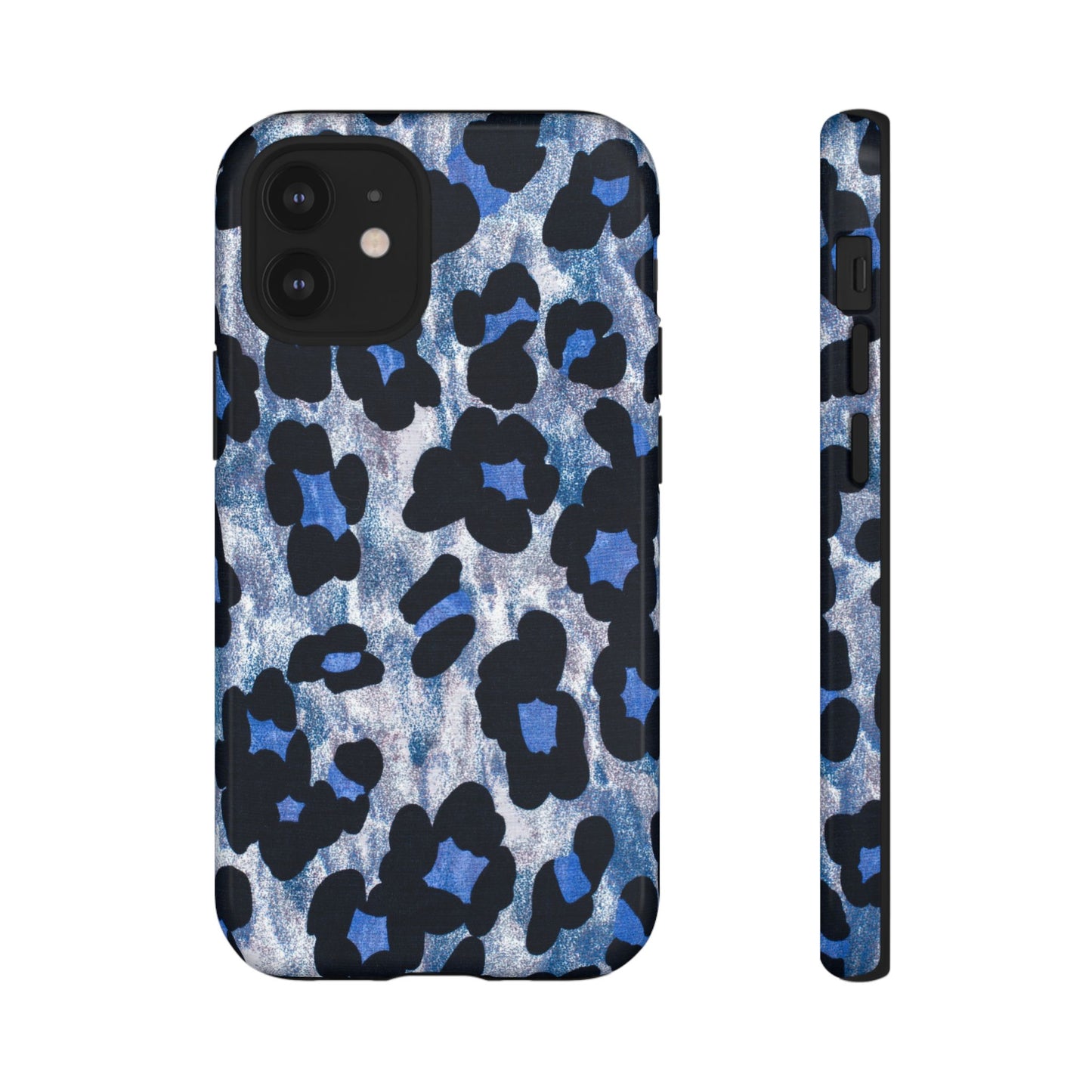 Blue & Black Leopard Print Phone Case – Bold Animal Pattern for iPhone & Samsung