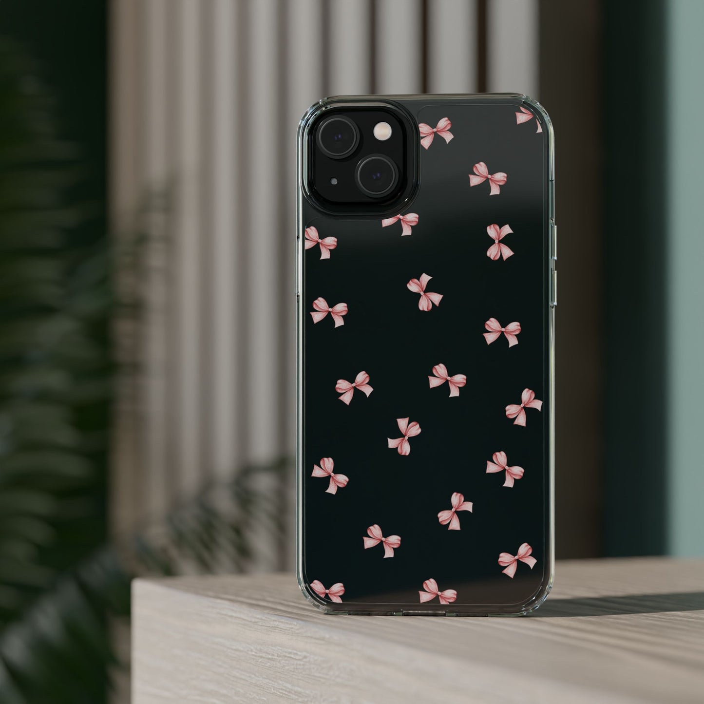 Pink Bow Dreams Clear Phone Case – Stylish Protection for Your iPhone