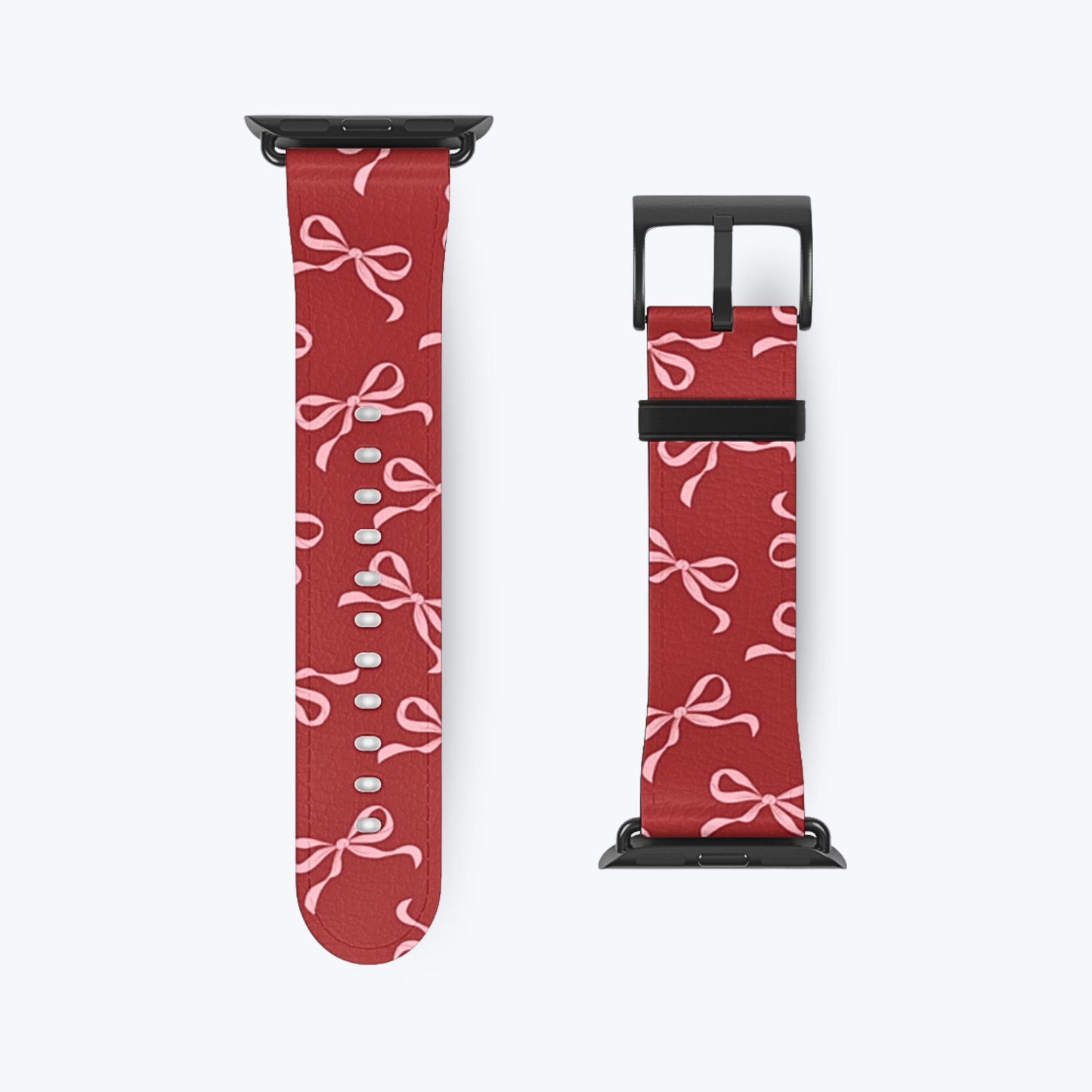 Girly Pink Bow Apple Watch Band – Cute & Eco-Friendly Vegan Leather Strap