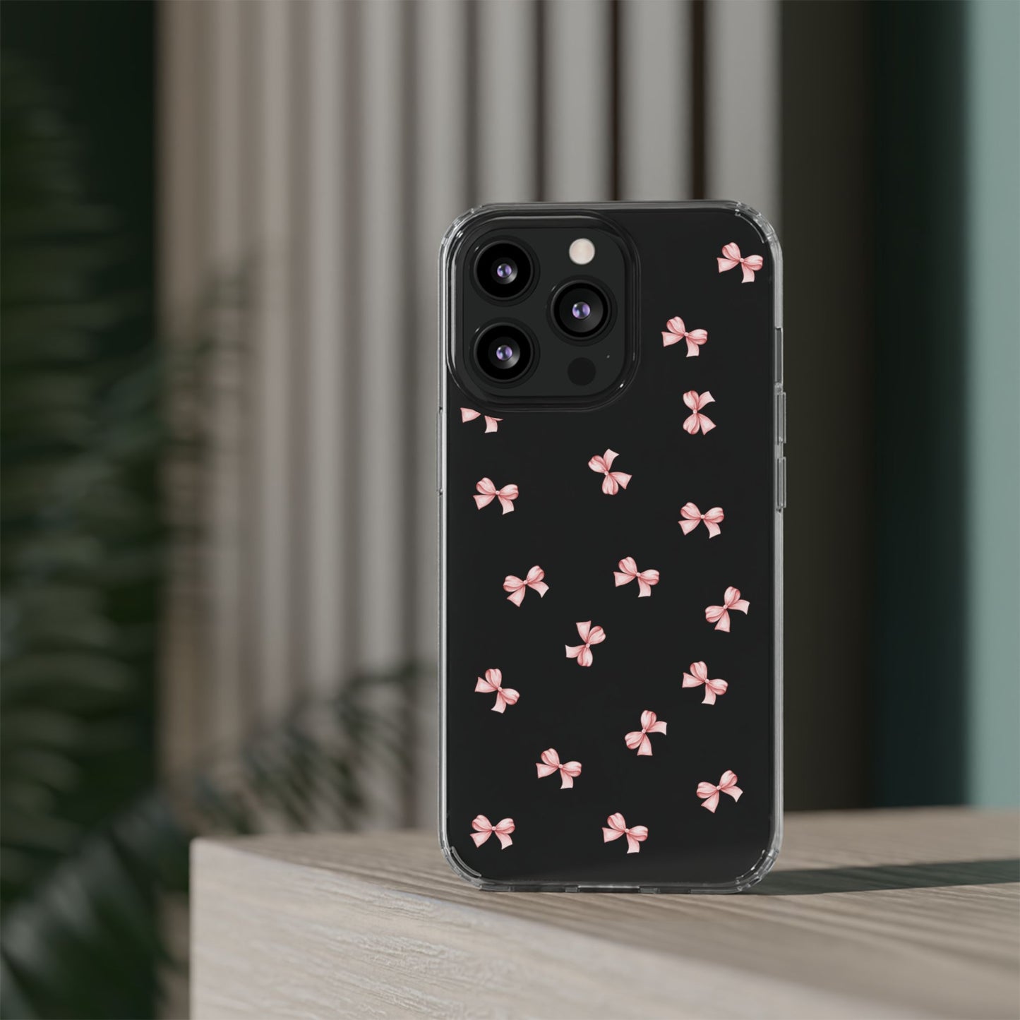 Pink Bow Dreams Clear Phone Case – Stylish Protection for Your iPhone